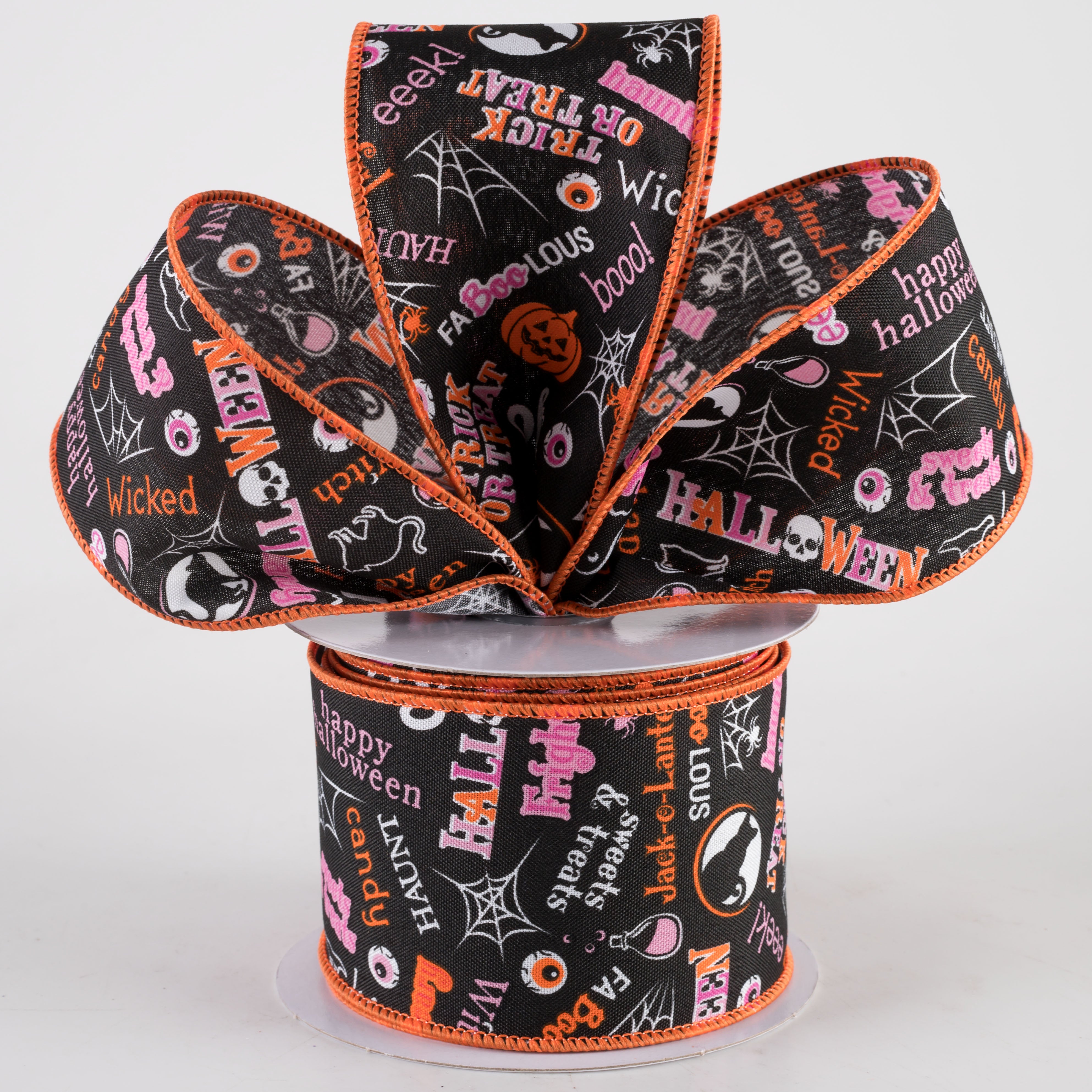 2.5" Halloween Words & Icons Ribbon: Black (10 Yards) Lifestyle Photo