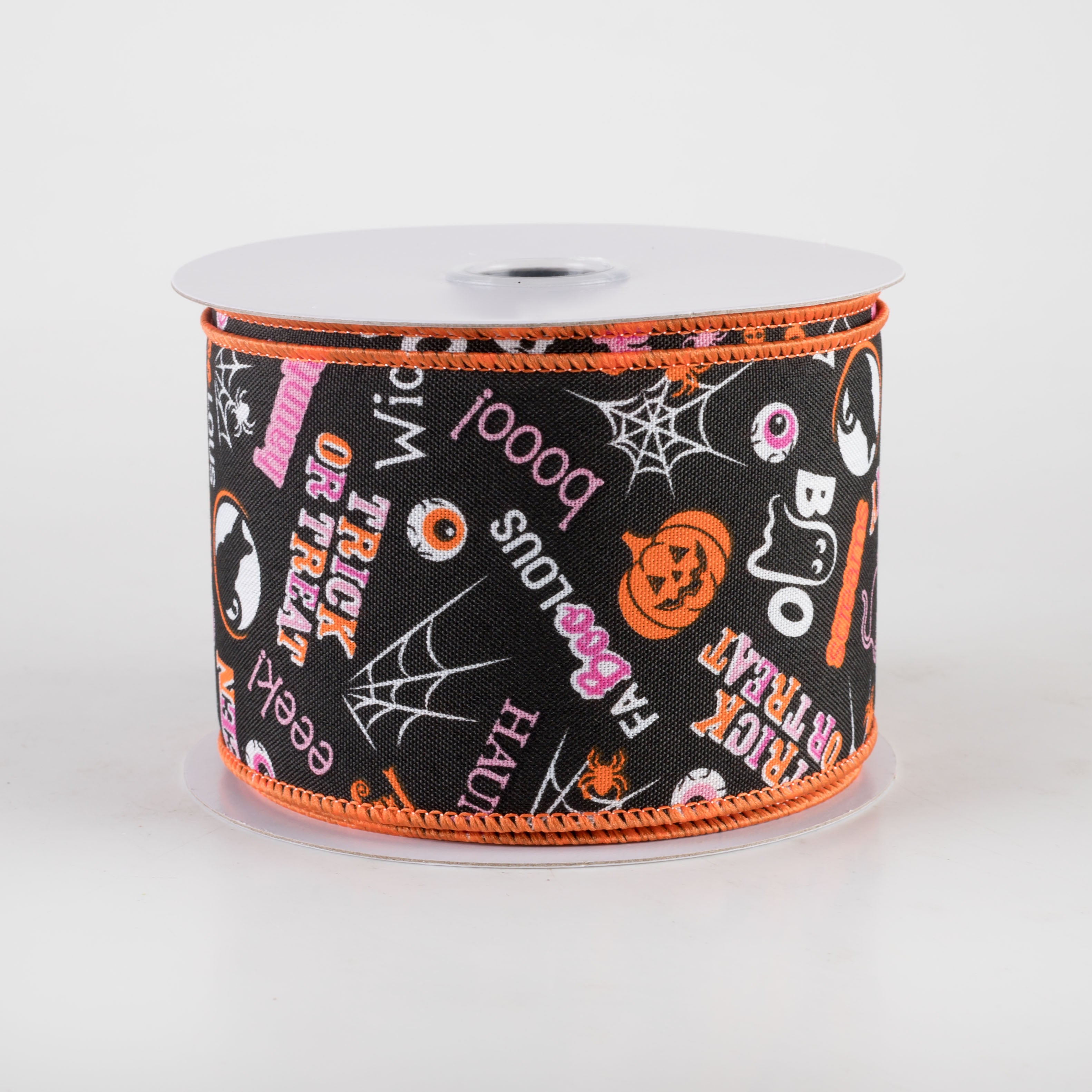 2.5" Halloween Words & Icons Ribbon: Black (10 Yards)