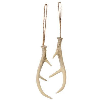 8" Hanging Antler Ornament: Brown (Set of 2) Item Number: MS1361