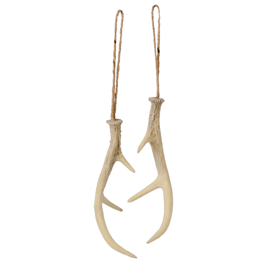 8" Hanging Antler Ornament: Brown (Set of 2) Item Number: MS1361