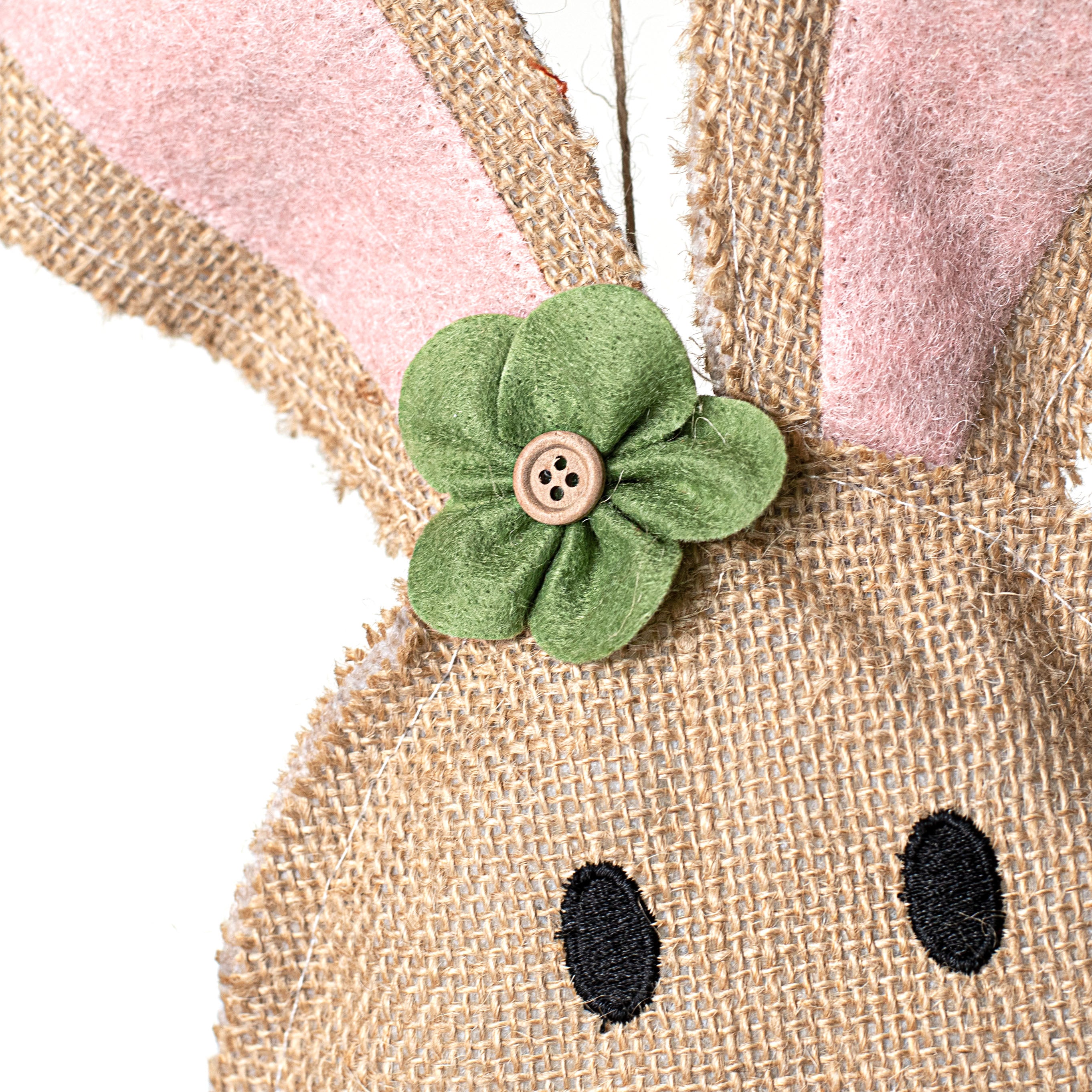 18" Hanging Burlap Bunny Head With Carrot detail photo 3