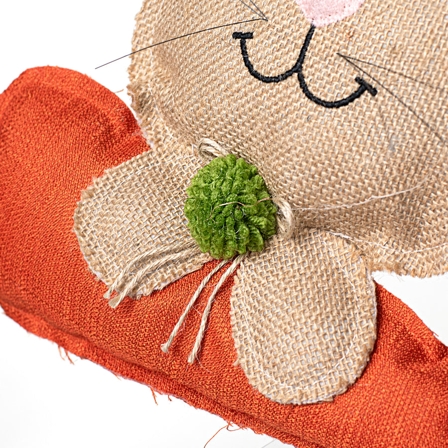 18" Hanging Burlap Bunny Head With Carrot detail photo 4