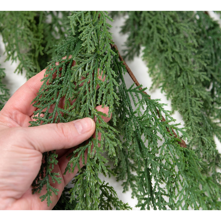 6' Hanging Faux Cedar Arborvitae Garland detail photo 3