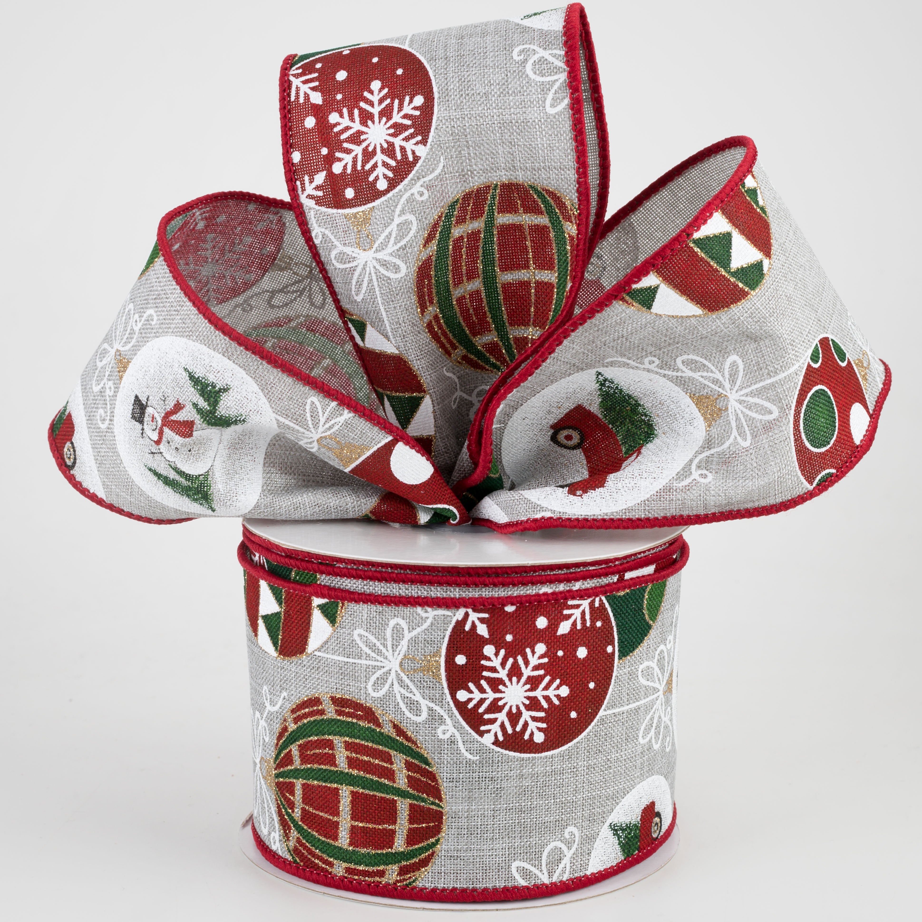 2.5" Hanging Vintage Ornaments Ribbon: Light Grey (10 Yards) Lifestyle Photo