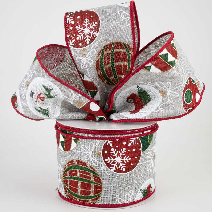 2.5" Hanging Vintage Ornaments Ribbon: Light Grey (10 Yards) Lifestyle Photo