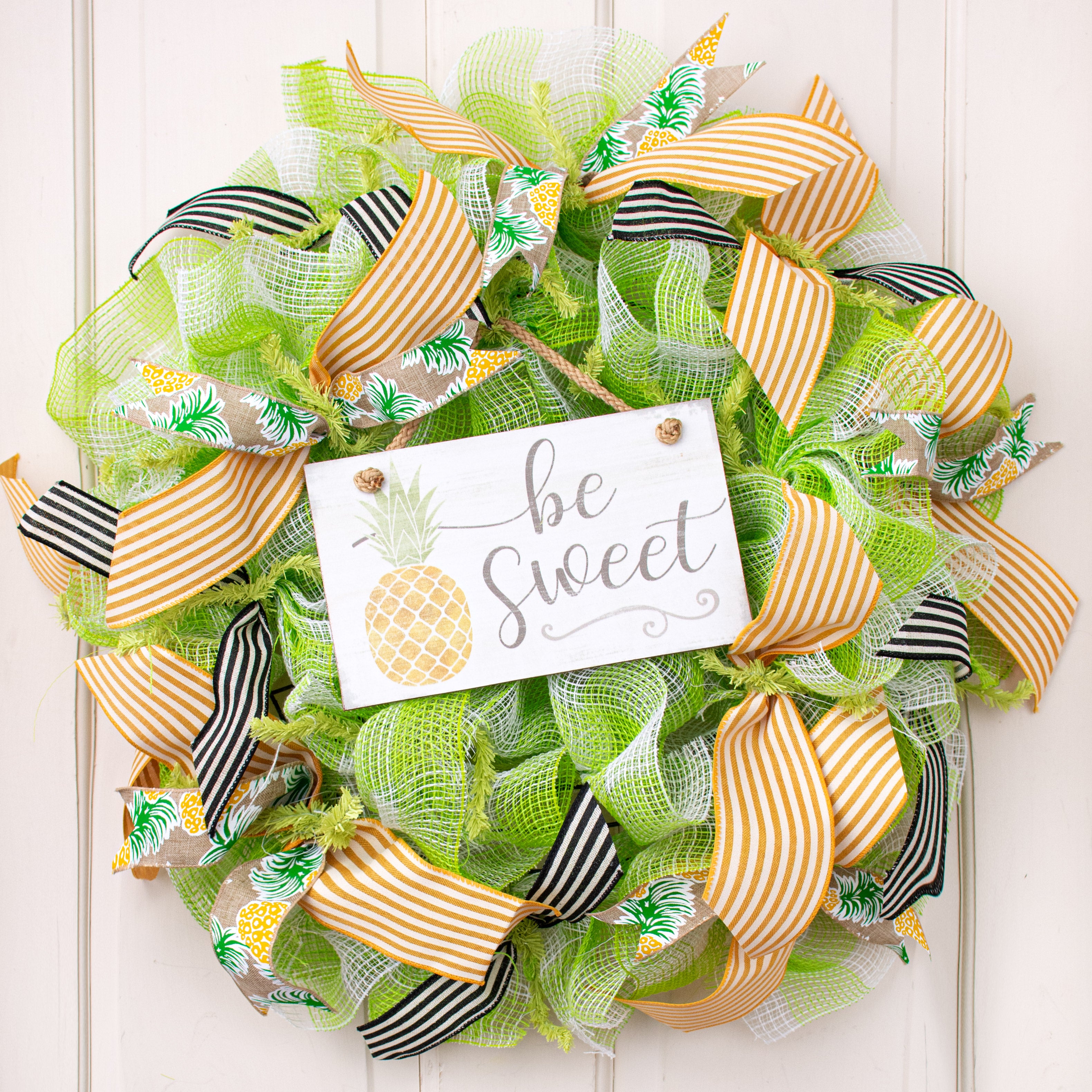 9.5" Hanging Wood Sign: Be Sweet Pineapple Lifestyle Photo