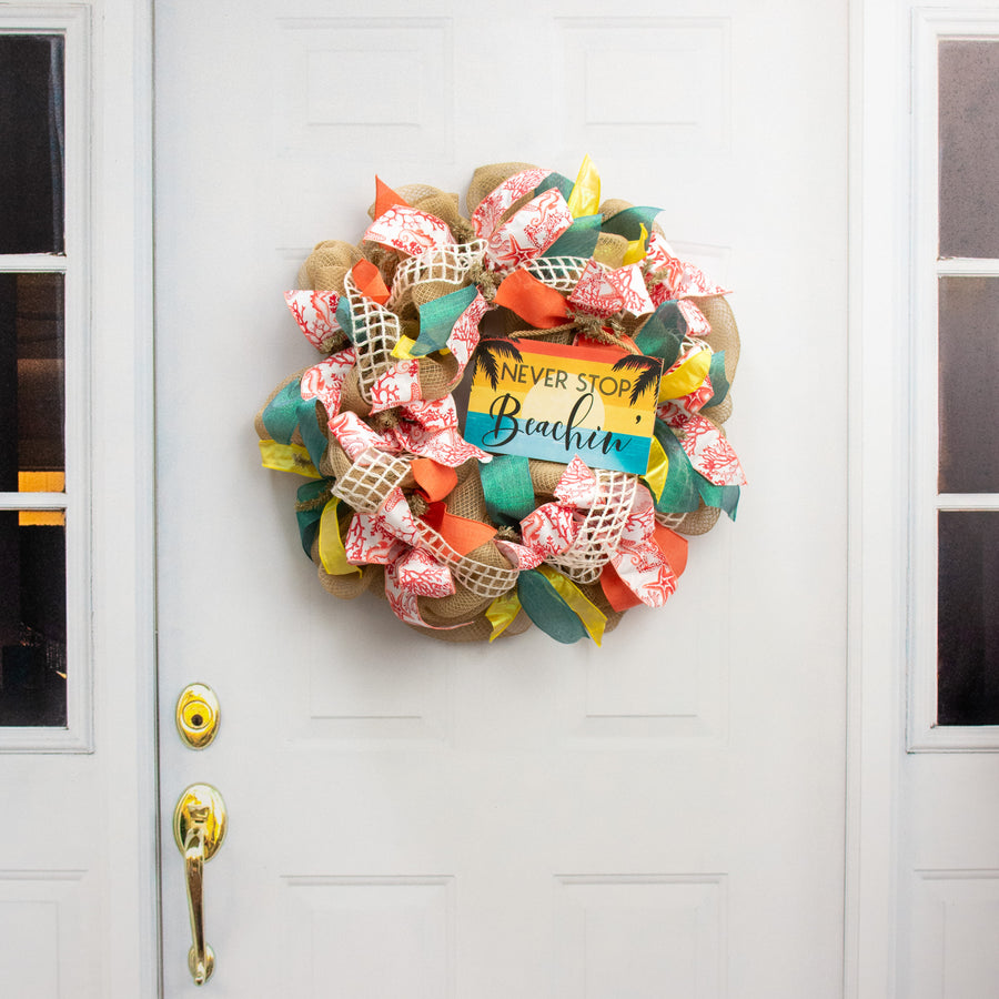9.5" Hanging Wood Sign: Never Stop Beachin detail photo 4
