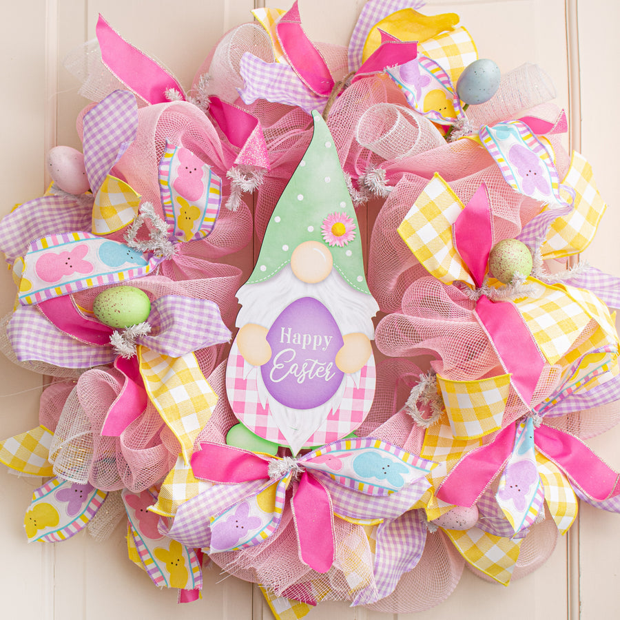 13" Happy Easter Egg Gnome Shape Sign Lifestyle Photo