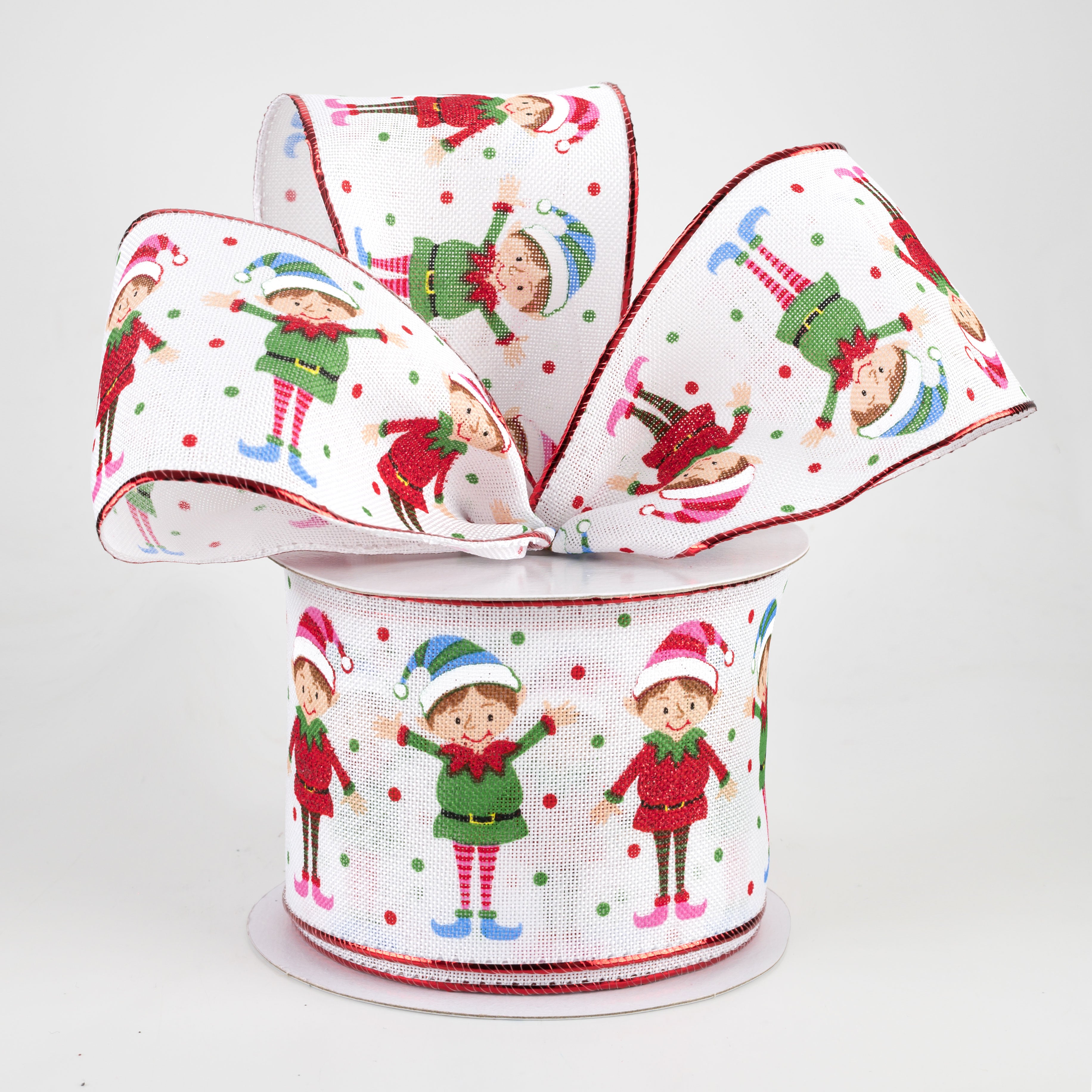 2.5" Happy Elves Christmas Cheer Ribbon (10 Yards) Lifestyle Photo