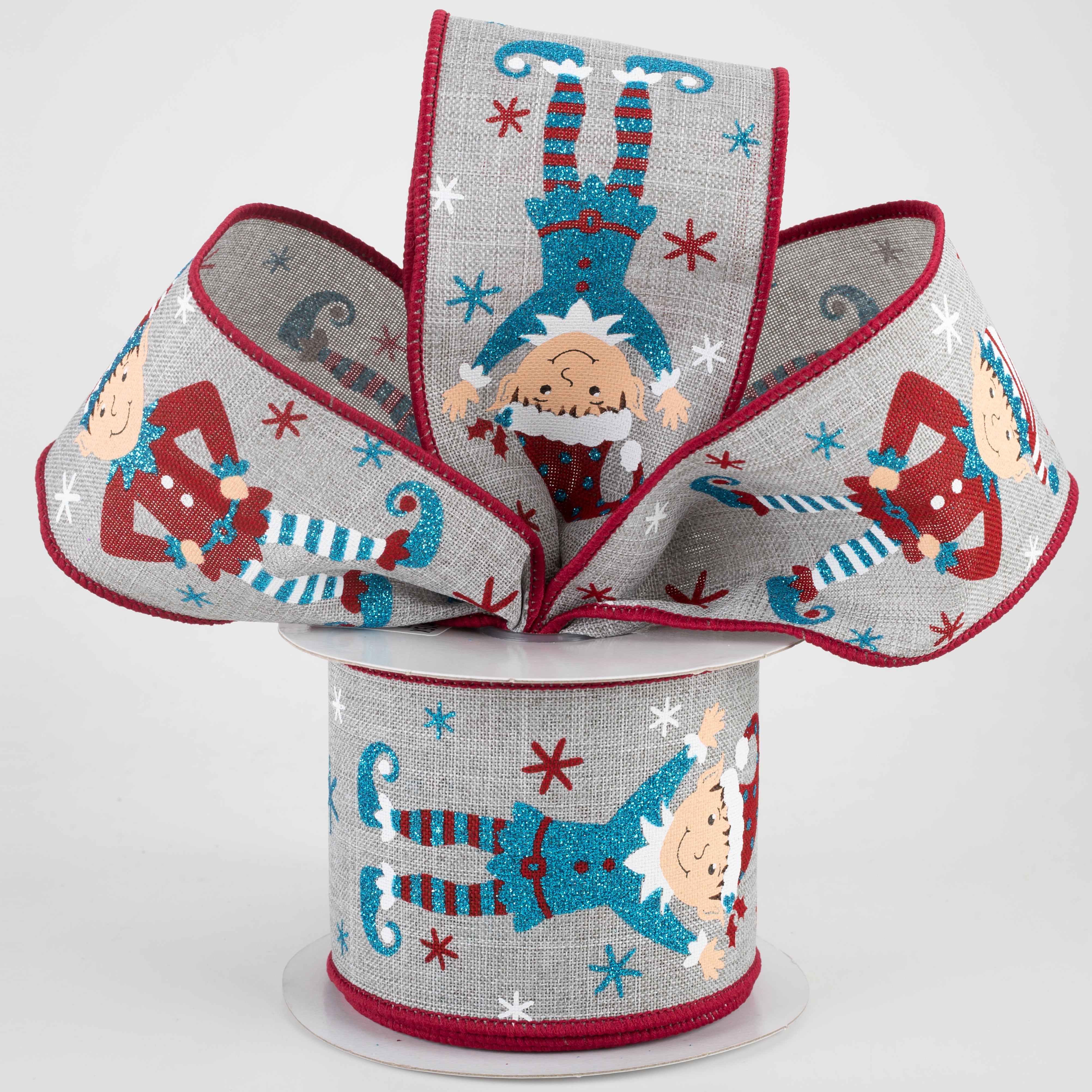2.5" Happy Elves Ribbon: Light Grey (10 Yards) Lifestyle Photo