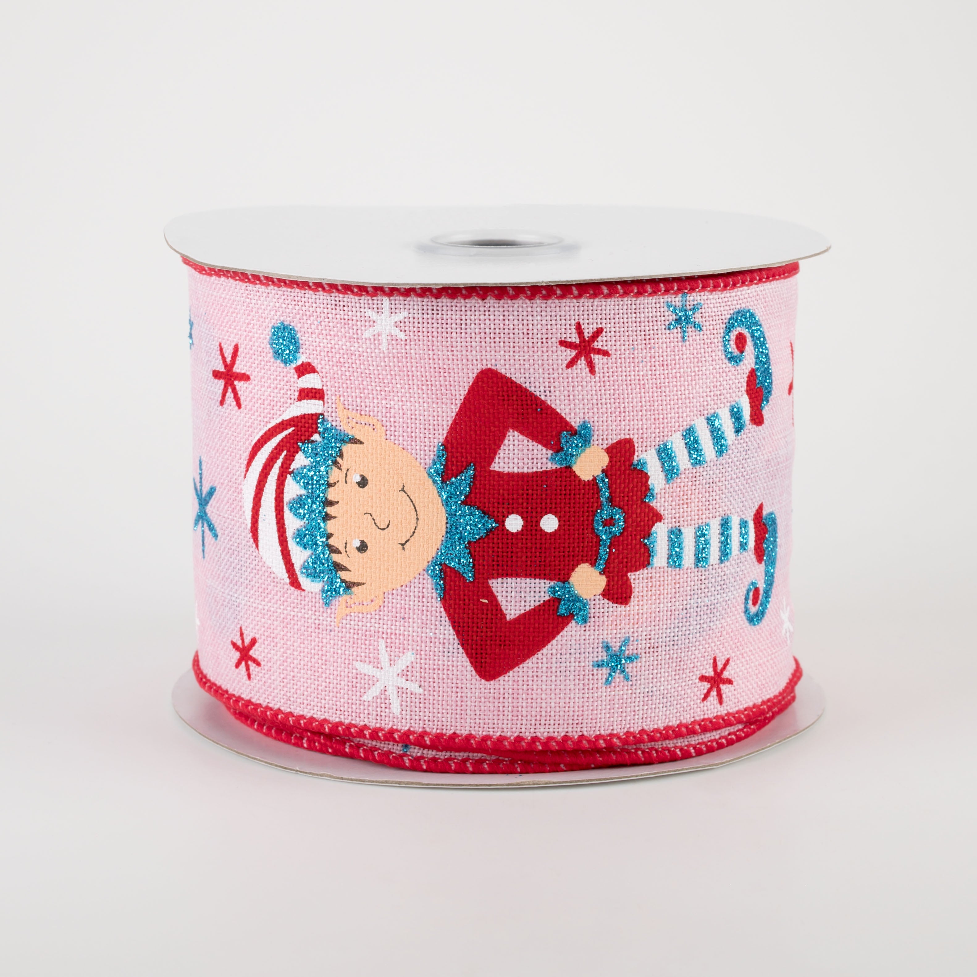 2.5" Happy Elves Ribbon: Light Pink (10 Yards)