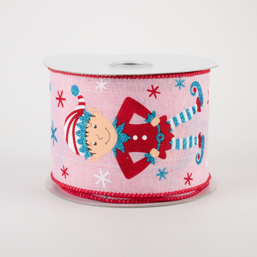 2.5" Happy Elves Ribbon: Light Pink (10 Yards)
