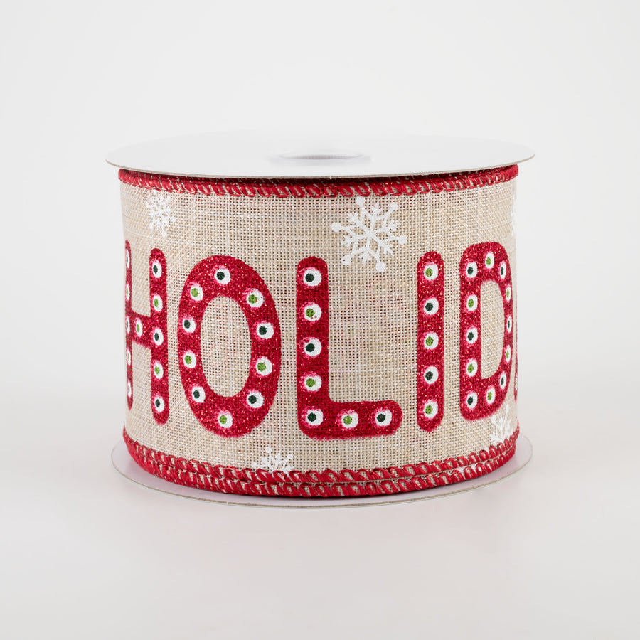 2.5" Happy Holidays Marquee Ribbon (10 Yards) Item Number: 71131-40-15