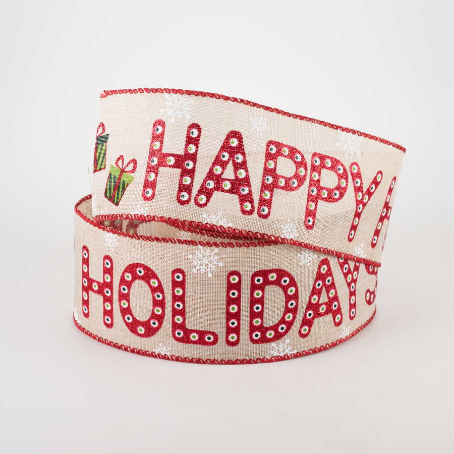 2.5" Happy Holidays Marquee Ribbon (10 Yards) Lifestyle Photo