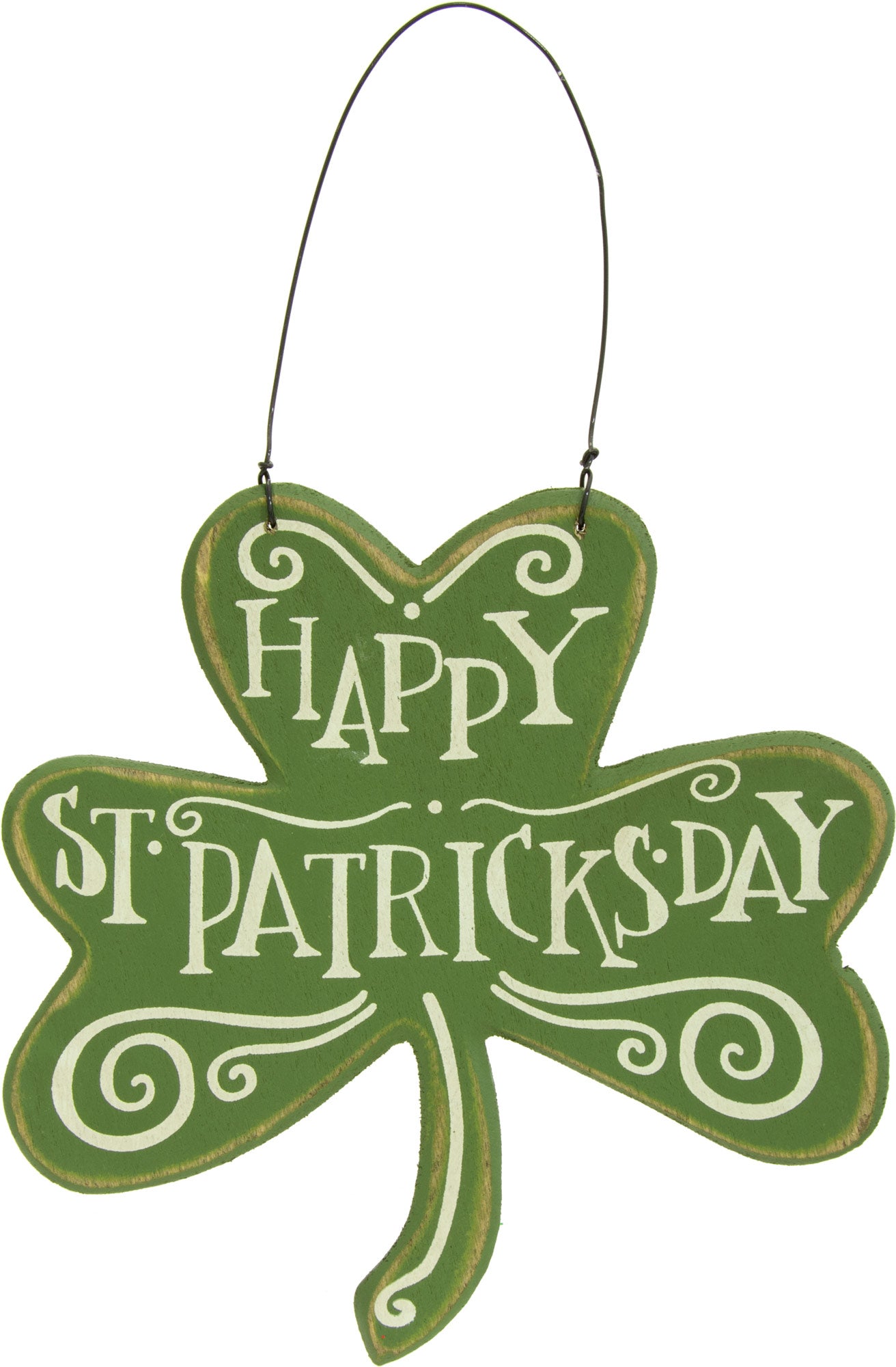 Happy St. Patrick's Day Wooden Clover Sign (6" x 6") Item Number: 23312
