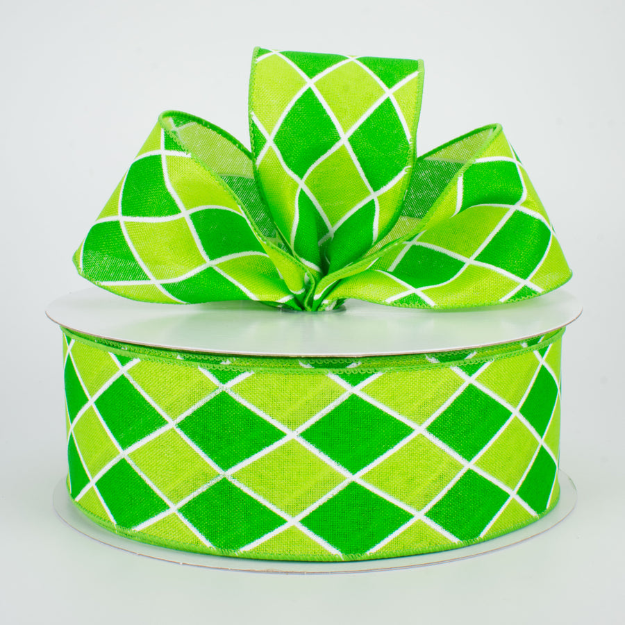 2.5" Harlequin Diamond Ribbon: Emerald & Lime (50 Yards) Lifestyle Photo