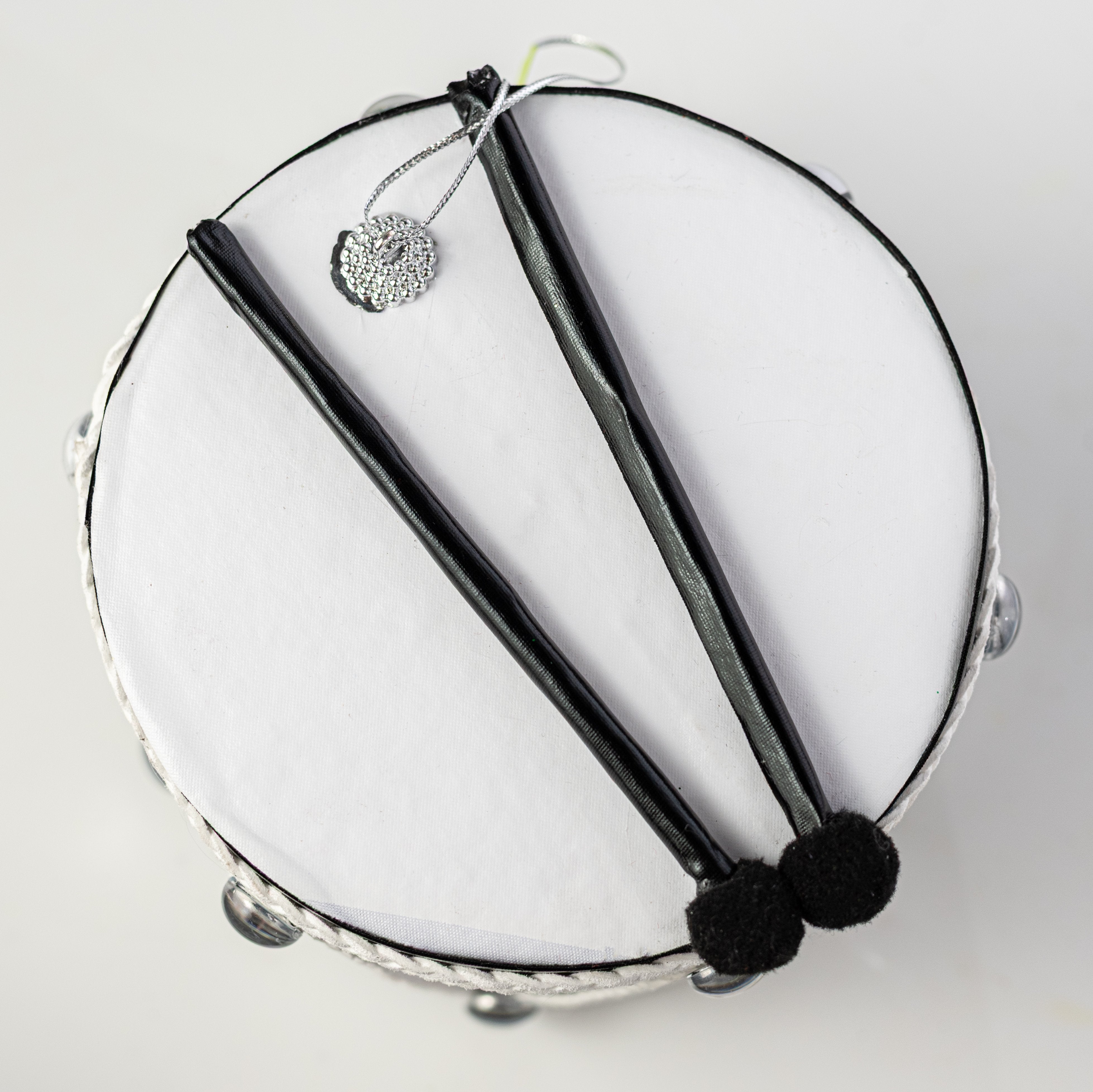6" Harlequin Drum Ornament: Black & White detail photo 3