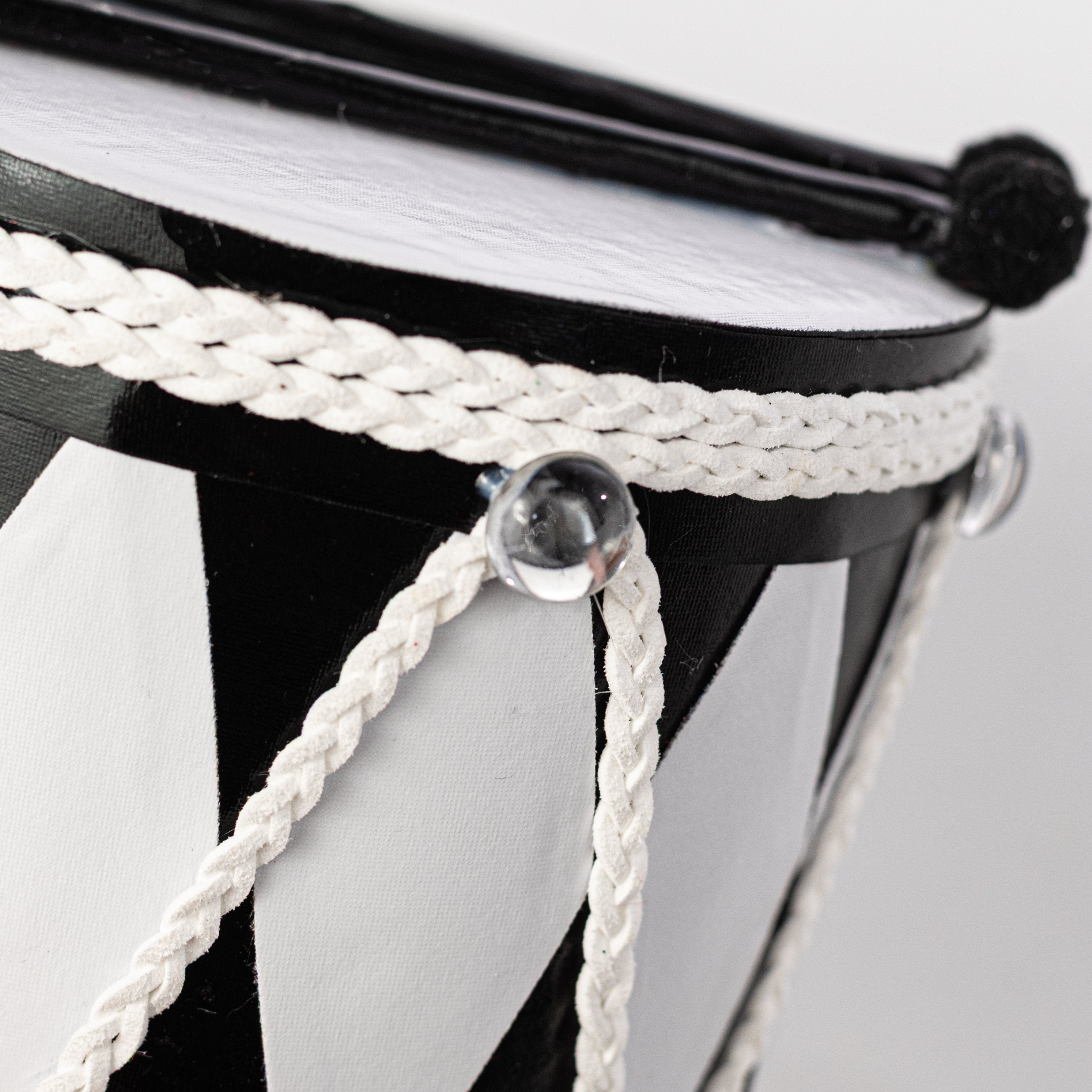 6" Harlequin Drum Ornament: Black & White detail photo 5
