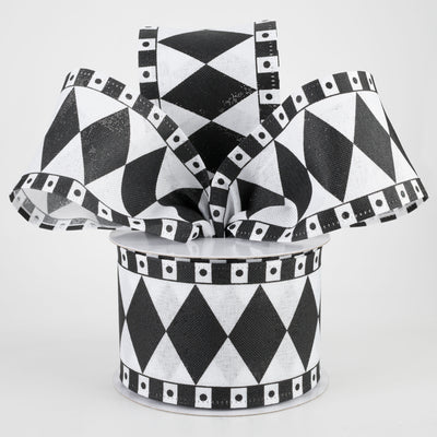 2.5" Harlequin Fun Diamond Ribbon: Black & White (10 Yards) Lifestyle Photo