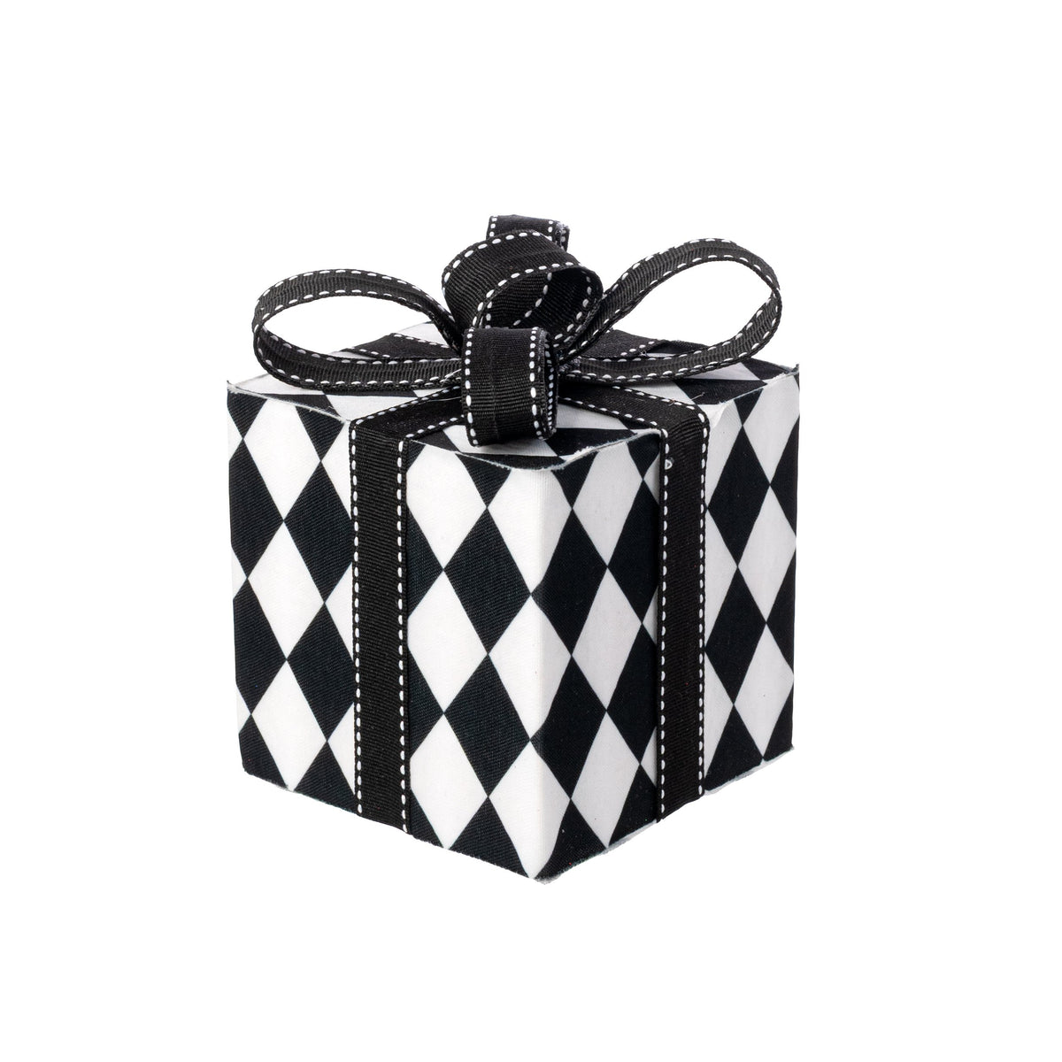 6" Harlequin Gift Box Decor: Black & White Item Number: 86702BKWT