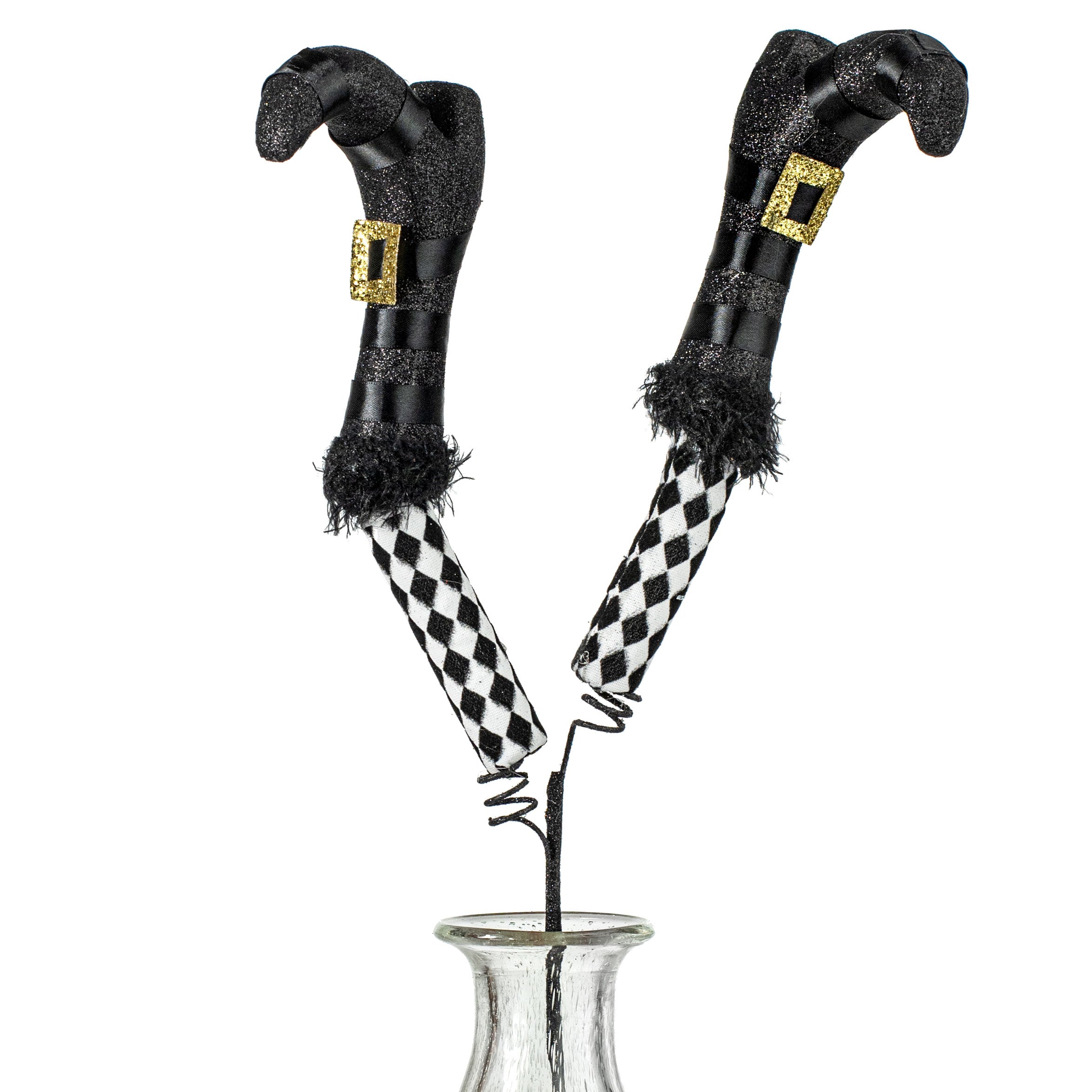 27" Harlequin Witch Boot Spray Item Number: 56408BKWT