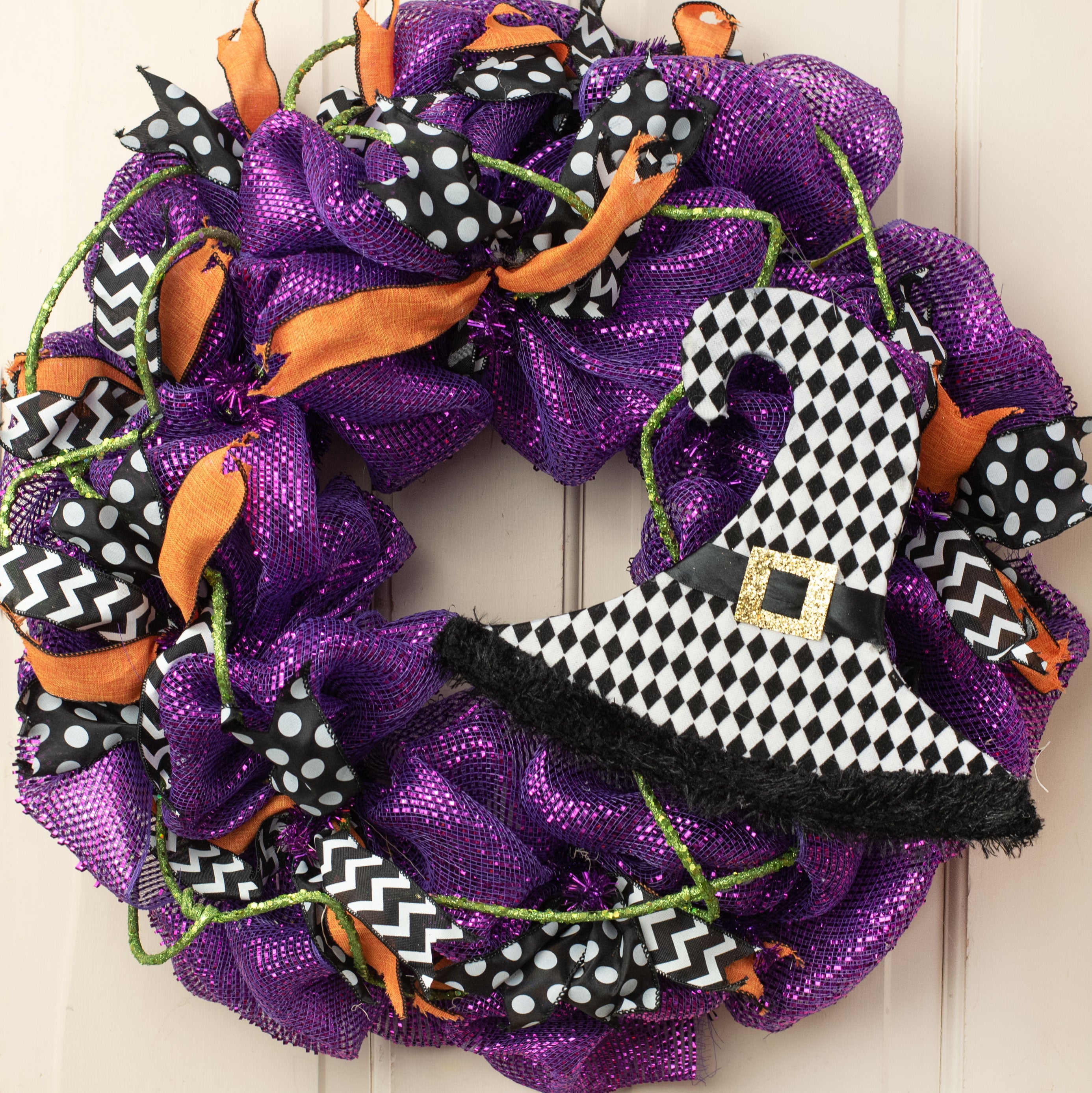 12" Harlequin Witch Hat Ornament Lifestyle Photo