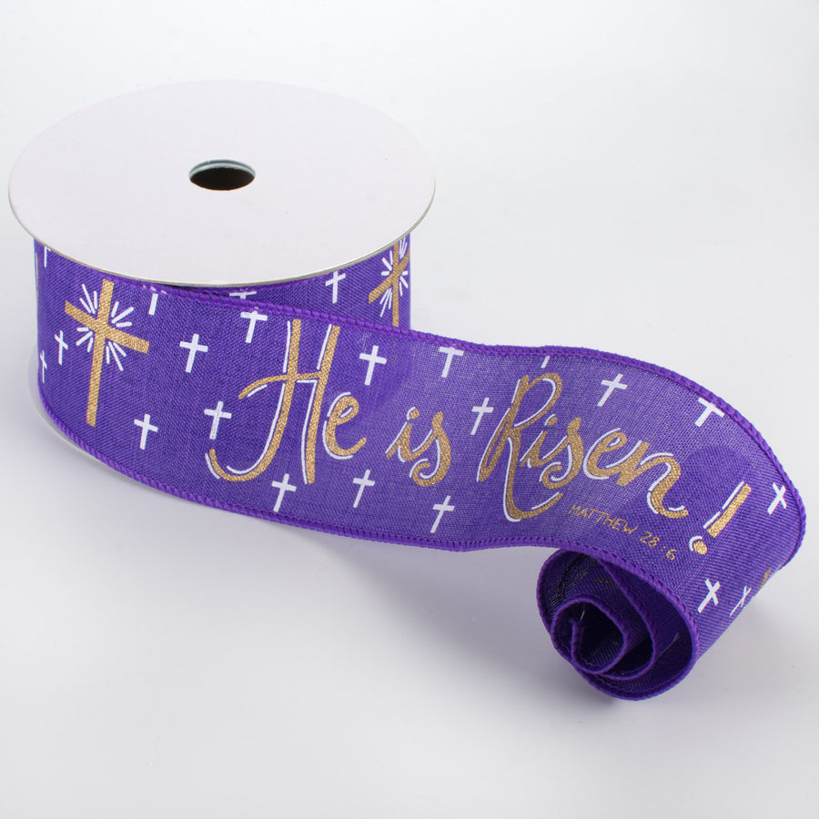 2.5" He Is Risen Ribbon: Purple (10 Yards) Lifestyle Photo