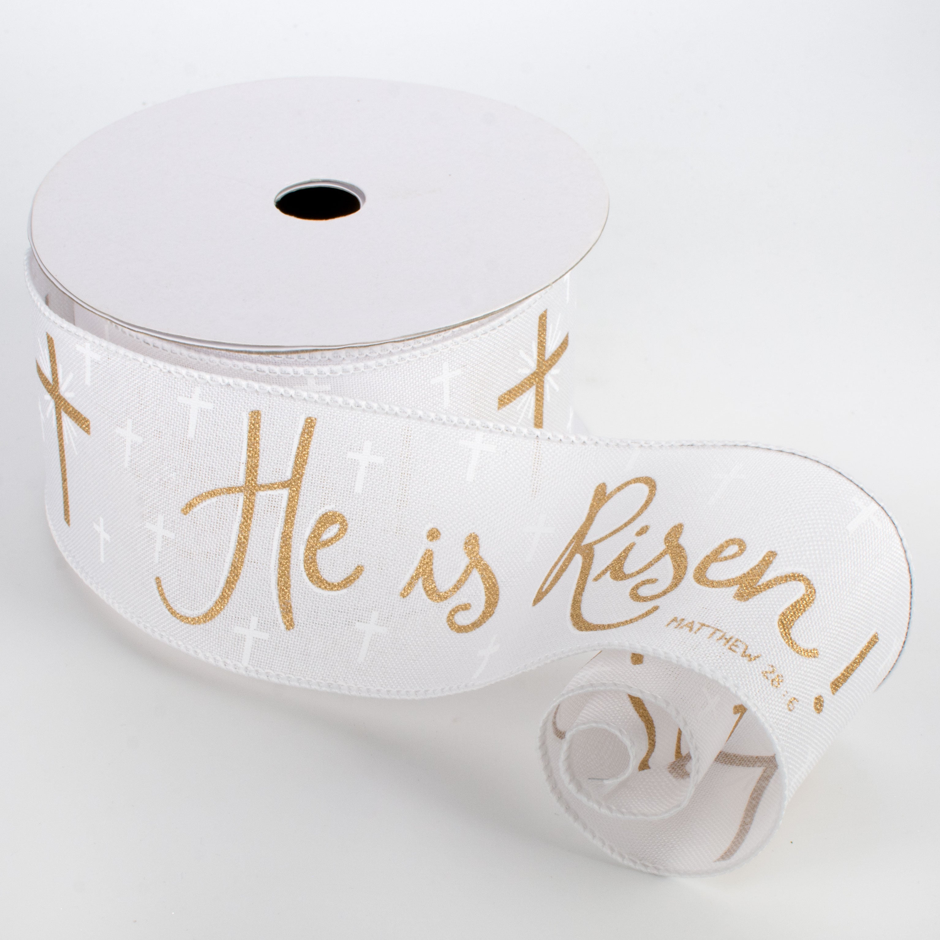 2.5" He Is Risen Ribbon: White (10 Yards) Lifestyle Photo