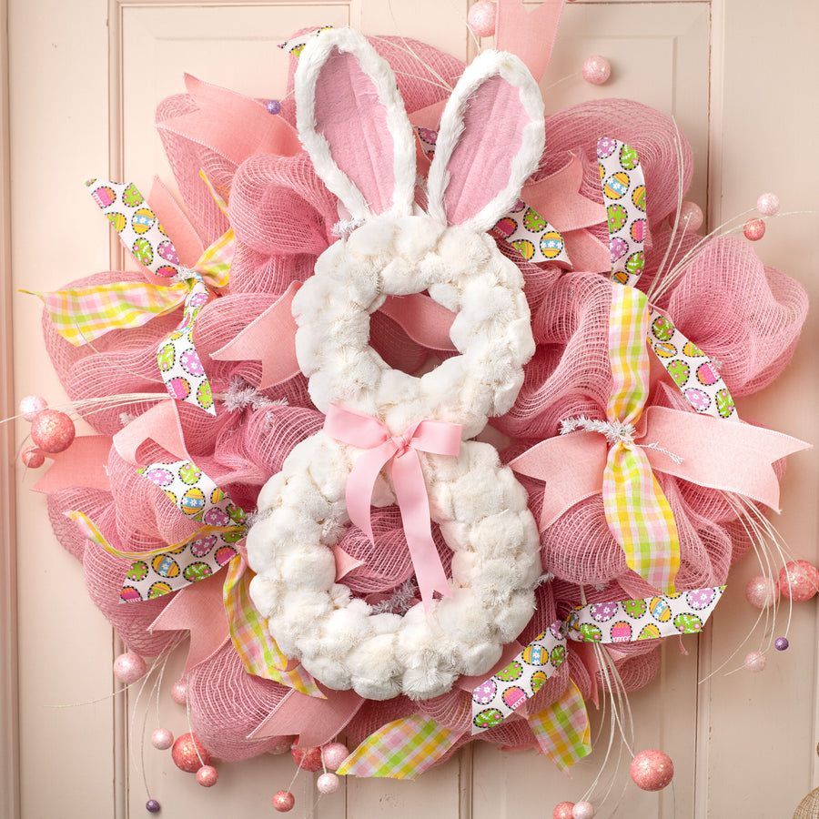 23" Bunny Rabbit Hanger: White & Pink