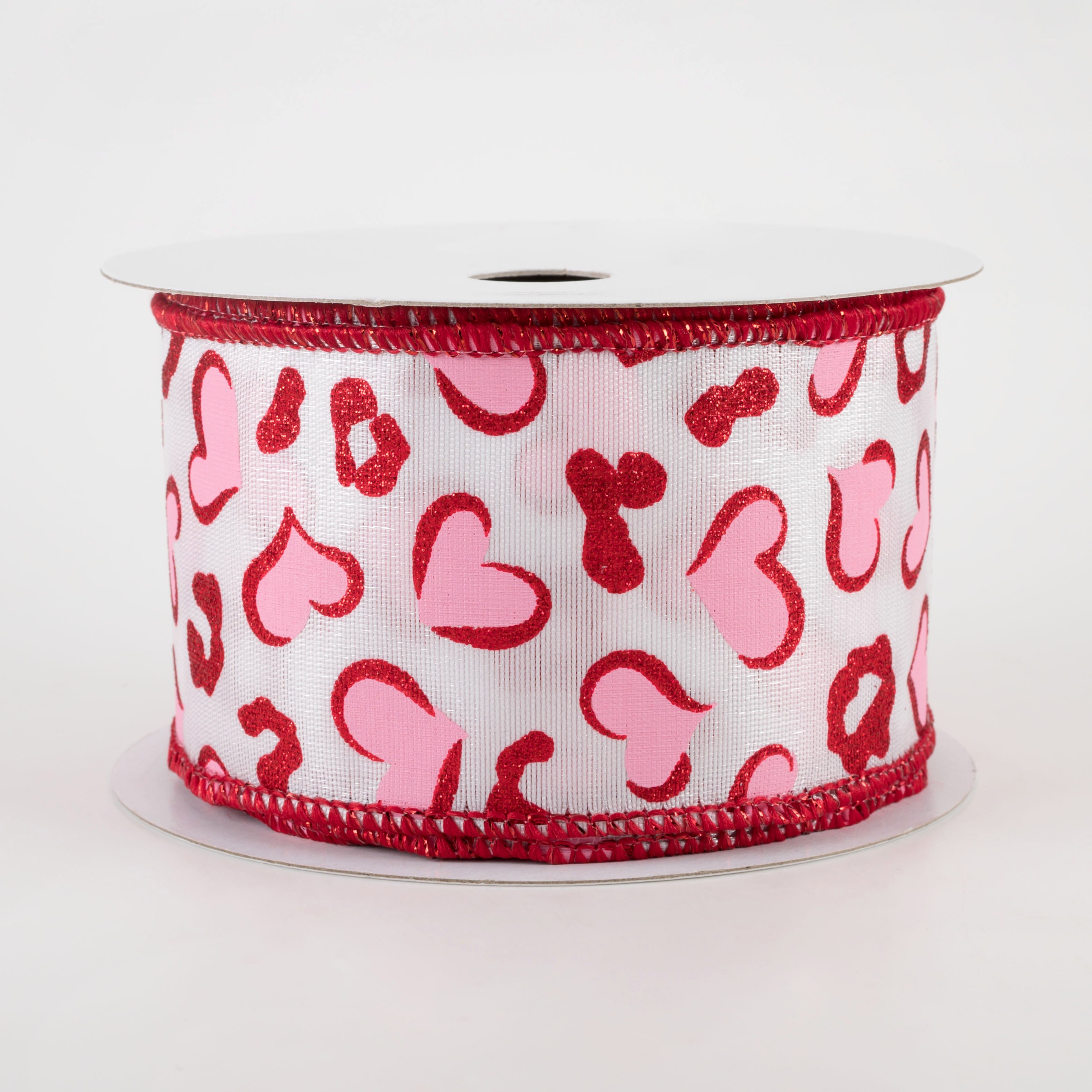 2.5" Heart Leopard Spots Ribbon (10 Yards)