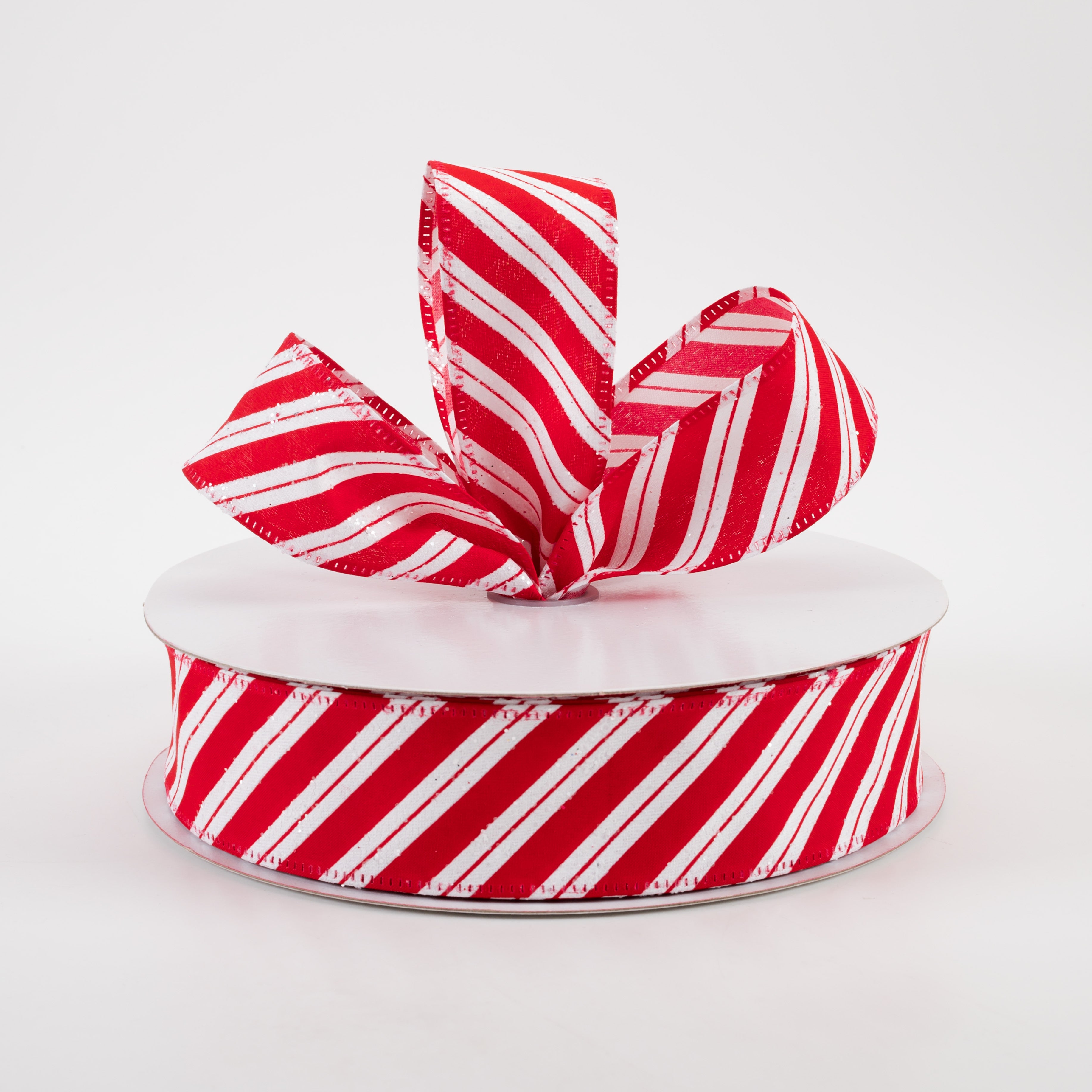 1.5" Hex Glitter Satin Candy Cane Stripes Ribbon (50 Yards) Lifestyle Photo