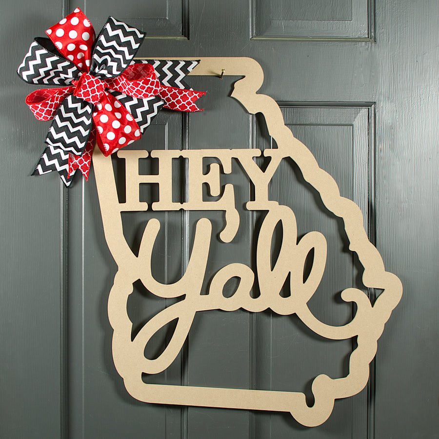 23" Hey Y'all Georgia State Outline Sign: Natural Lifestyle Photo