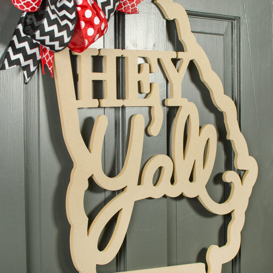 23" Hey Y'all Georgia State Outline Sign: Natural detail photo 3