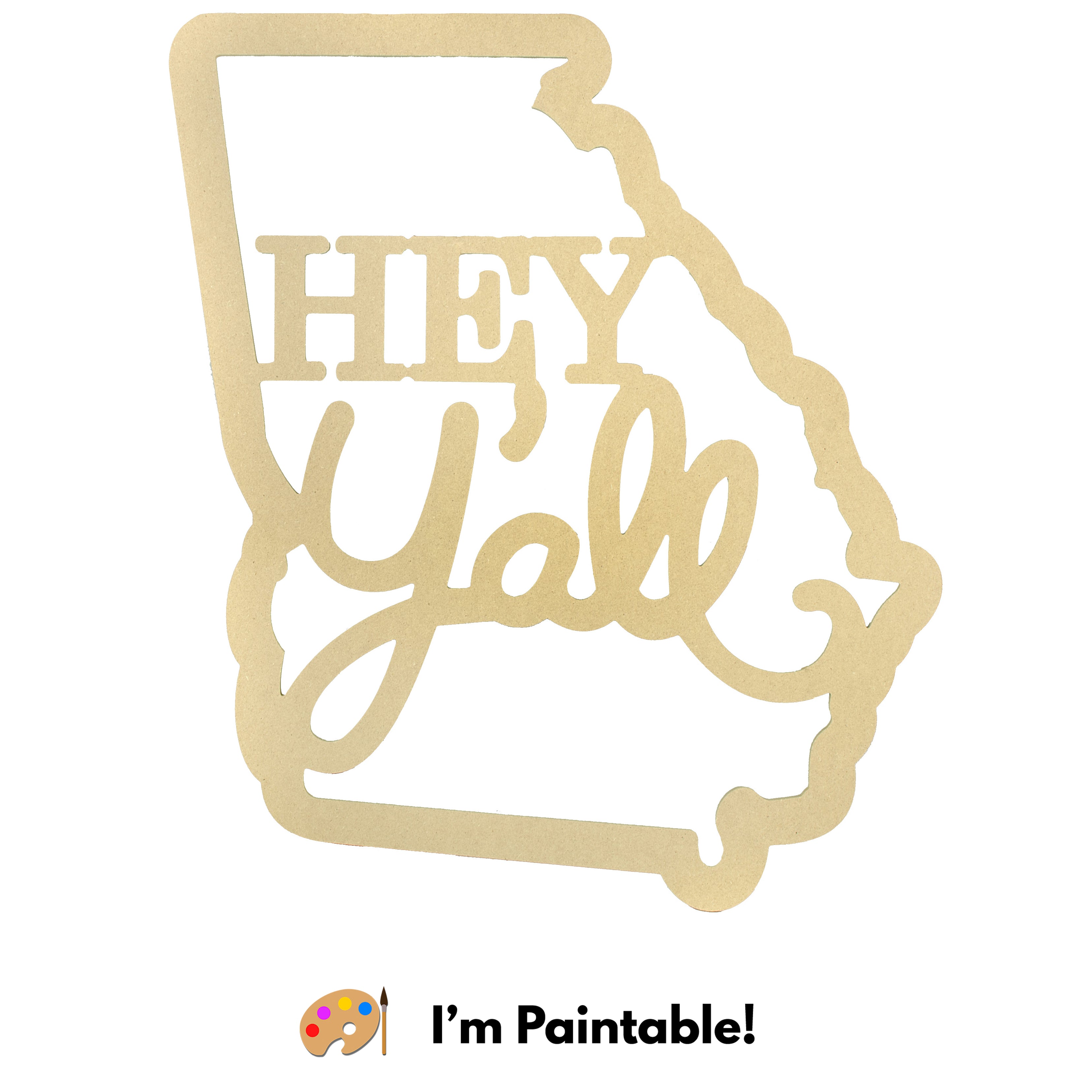23" Hey Y'all Georgia State Outline Sign: Natural Item Number: AB2343