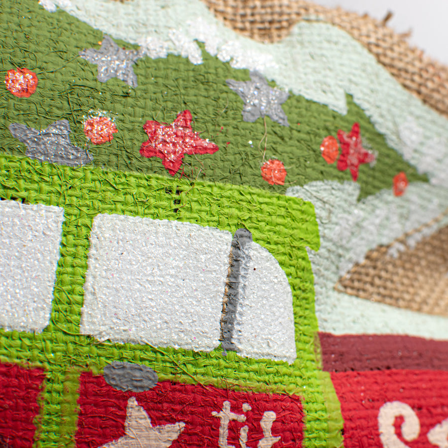 12" Burlap Red Truck Hanger