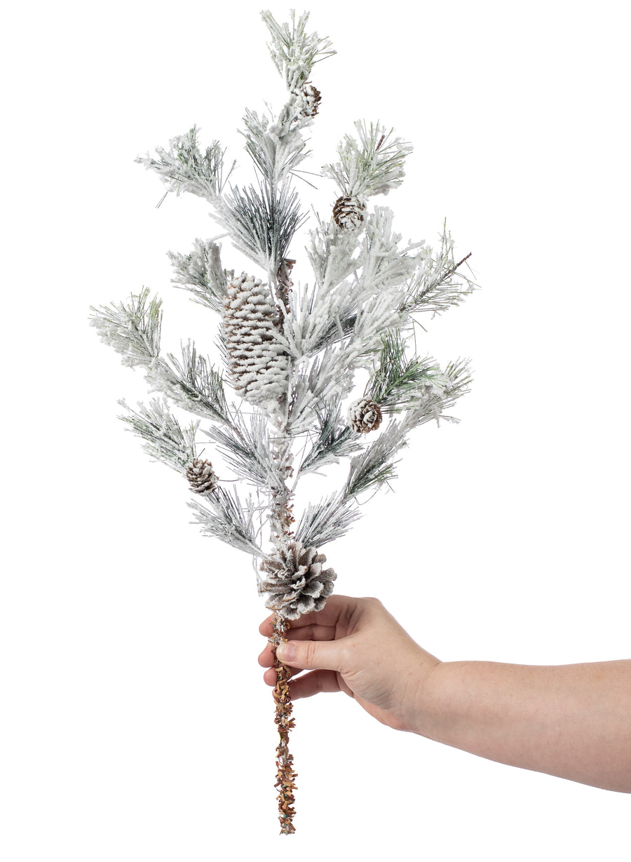 24" Hillsboro Pine With Pinecones Spray: Flocked Lifestyle Photo
