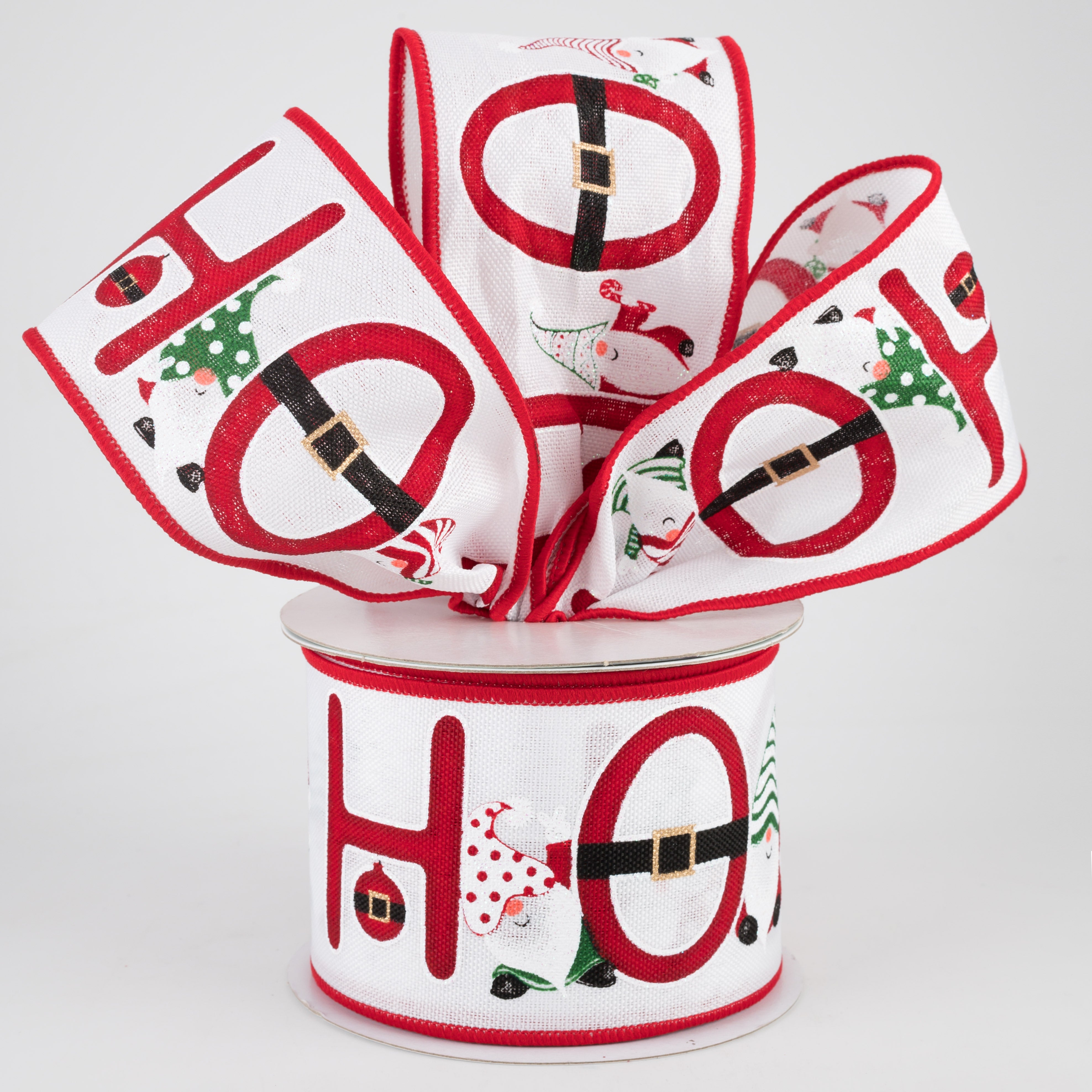2.5" Ho Ho Ho Gnomes Ribbon: White (10 Yards) Lifestyle Photo
