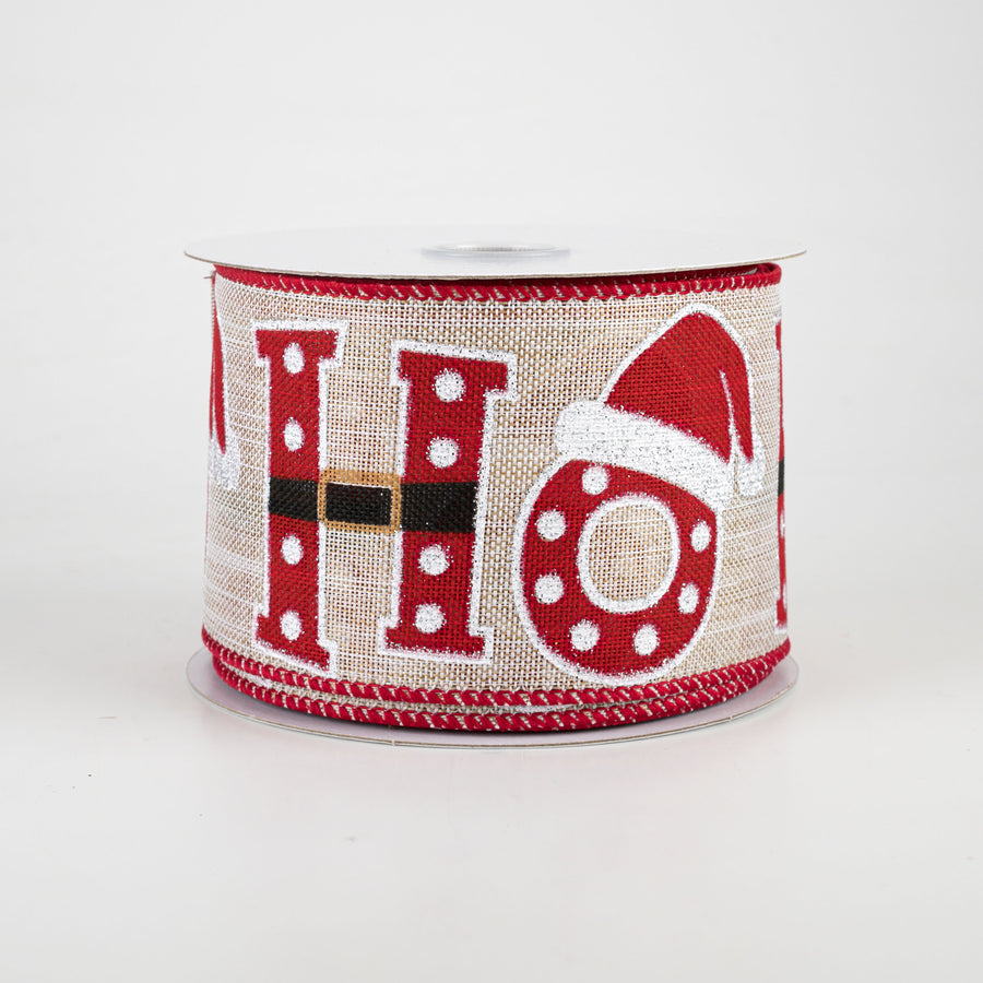 2.5" Ho Ho Ho Santa Hat Letters Ribbon (10 Yards)