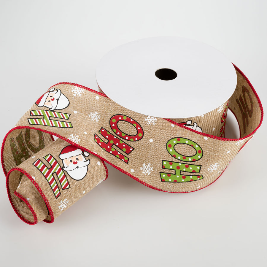 2.5" Ho Ho Ho Santa Ribbon: Beige (10 Yards) Lifestyle Photo