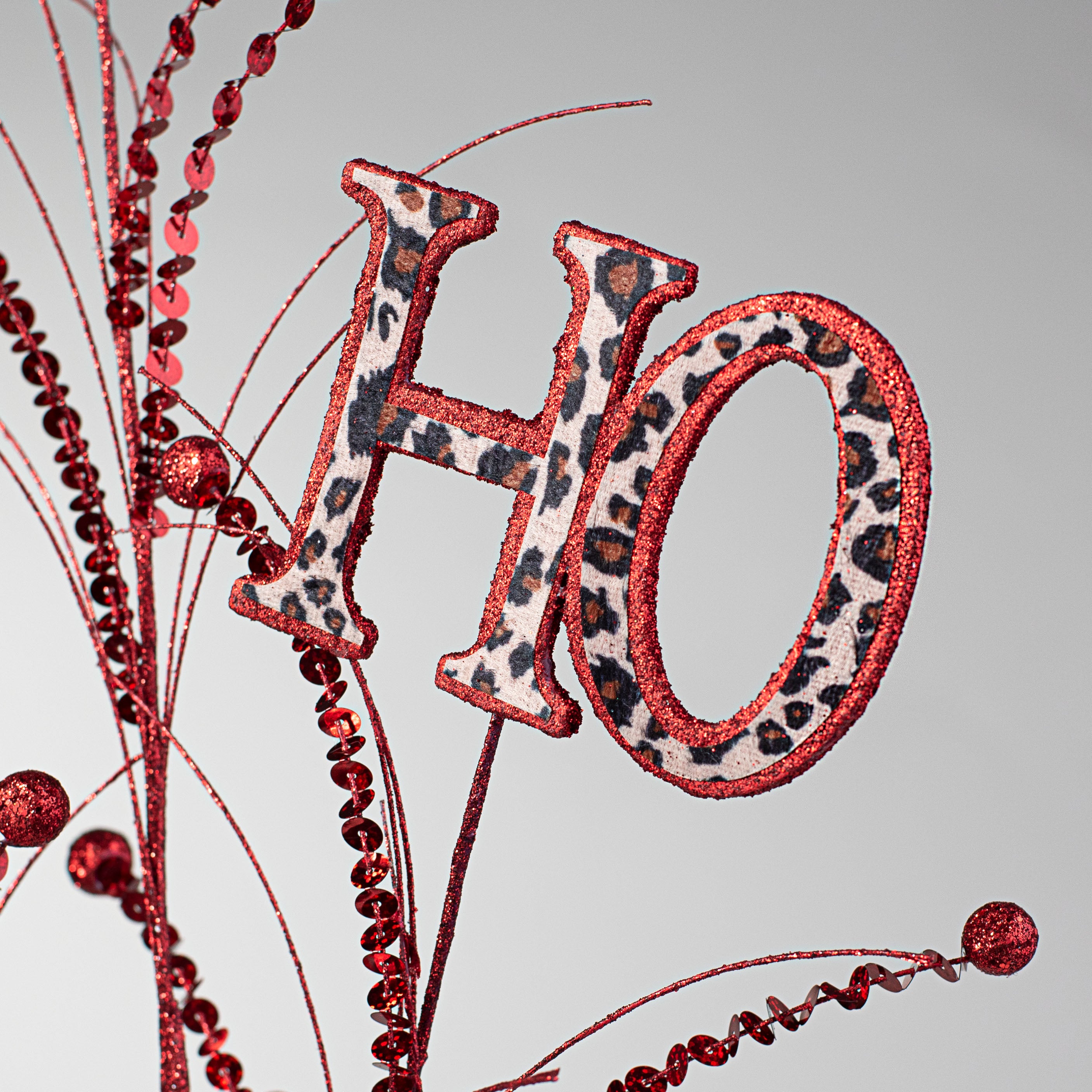 37" HO HO HO Sequin Spray: Red & Leopard Lifestyle Photo
