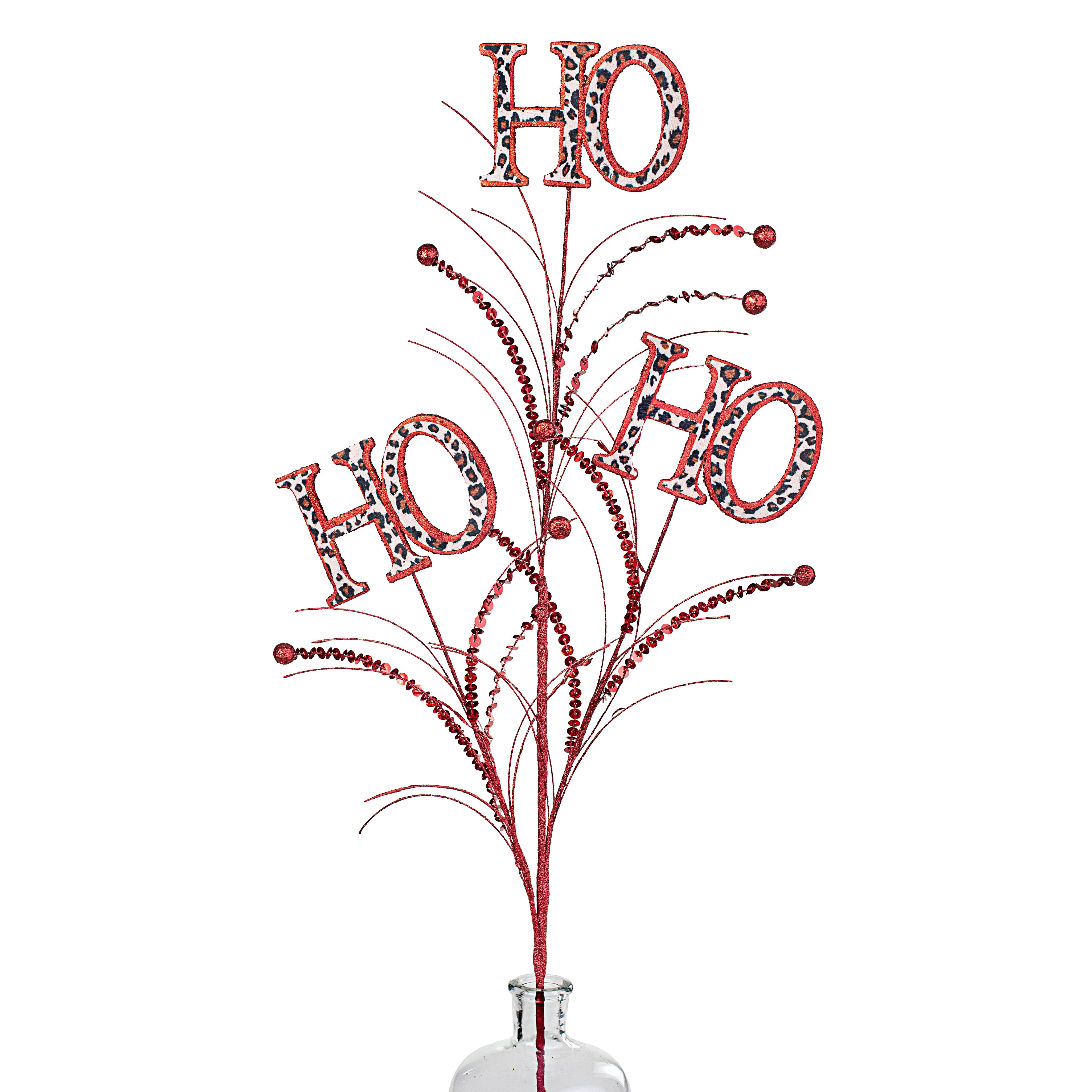 37" HO HO HO Sequin Spray: Red & Leopard Item Number: XS995524