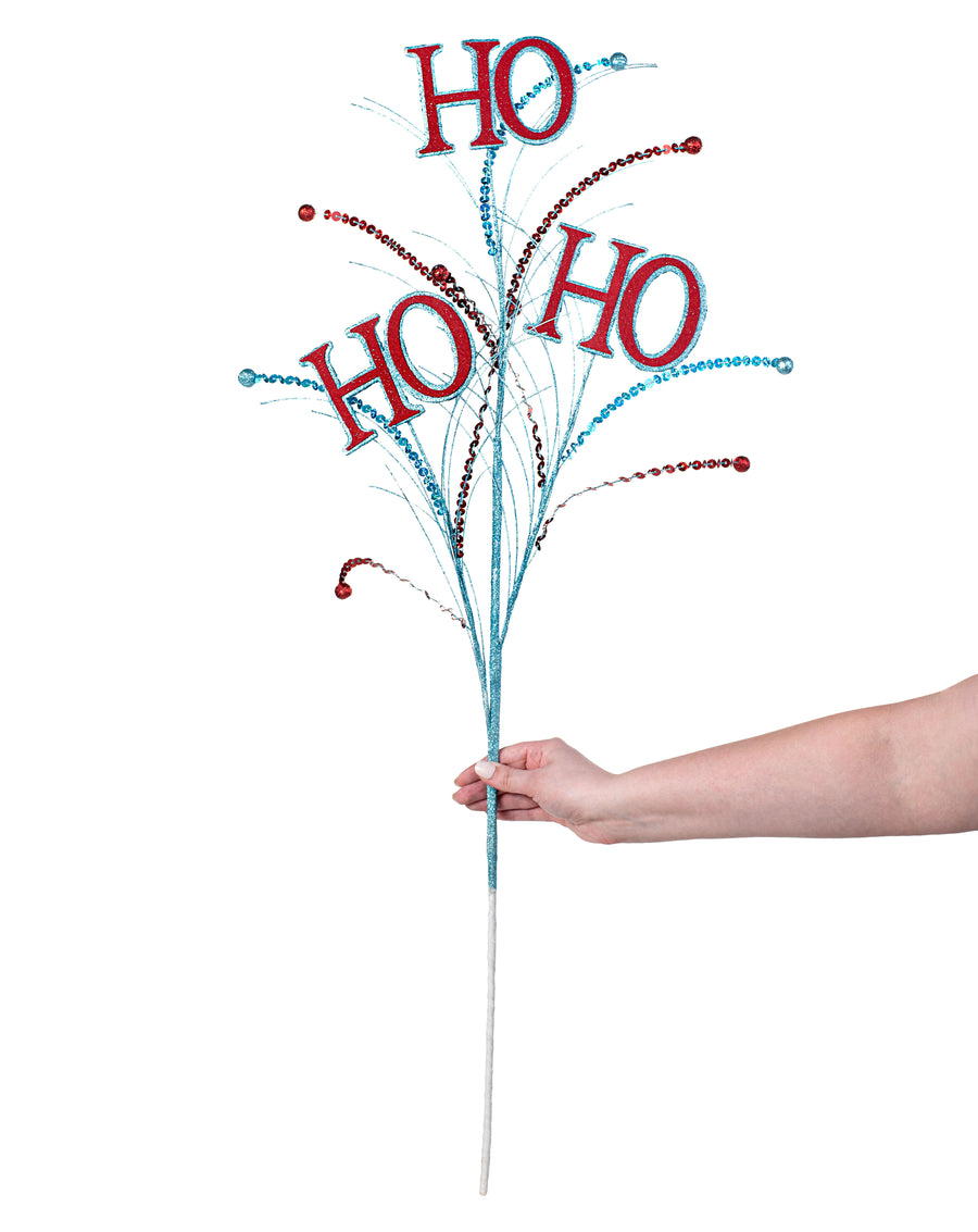 37" HO HO HO Sequin Spray: Red & Turquoise detail photo 3
