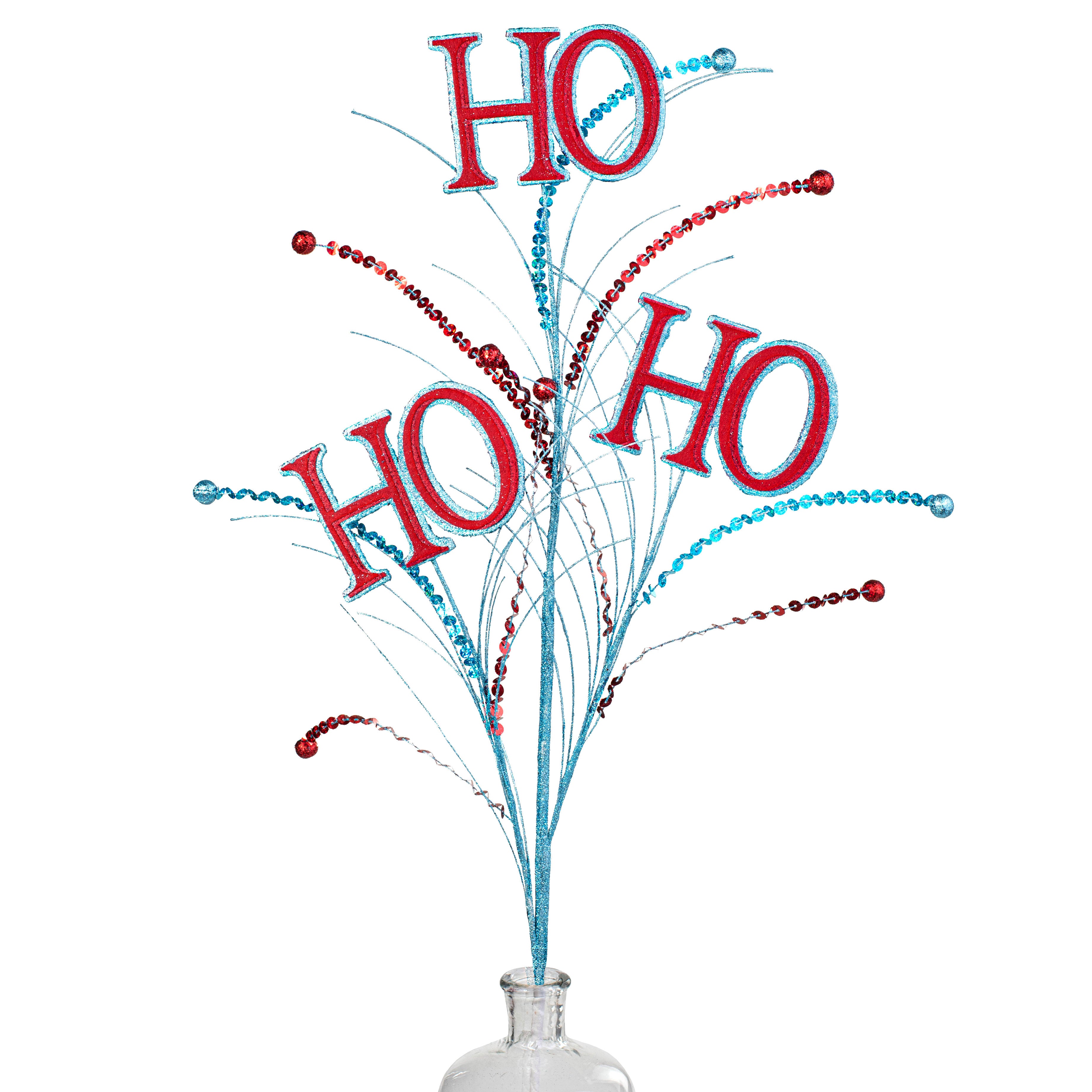 37" HO HO HO Sequin Spray: Red & Turquoise Item Number: XS9911J7