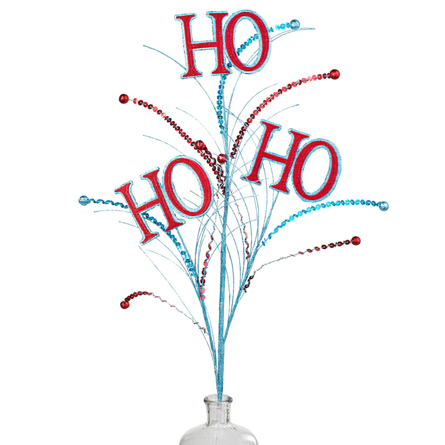 37" HO HO HO Sequin Spray: Red & Turquoise Item Number: XS9911J7