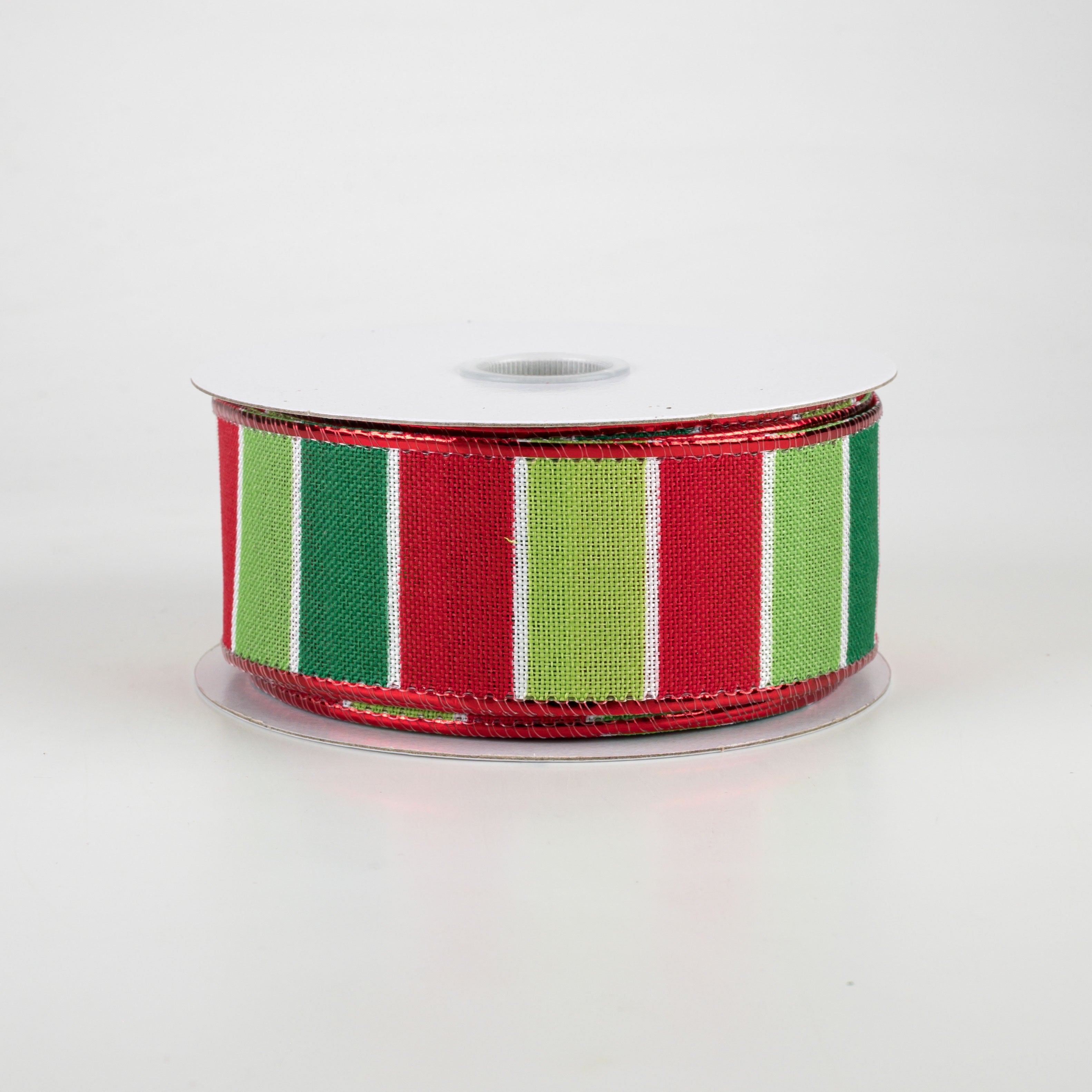 1.5" Holiday Bright Stripes Ribbon: Emerald, Lime, Fresh, Red (10 Yards)