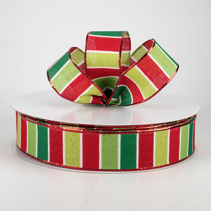 1.5" Holiday Bright Stripes Ribbon: Emerald, Lime, Fresh, Red (50 Yards) Lifestyle Photo