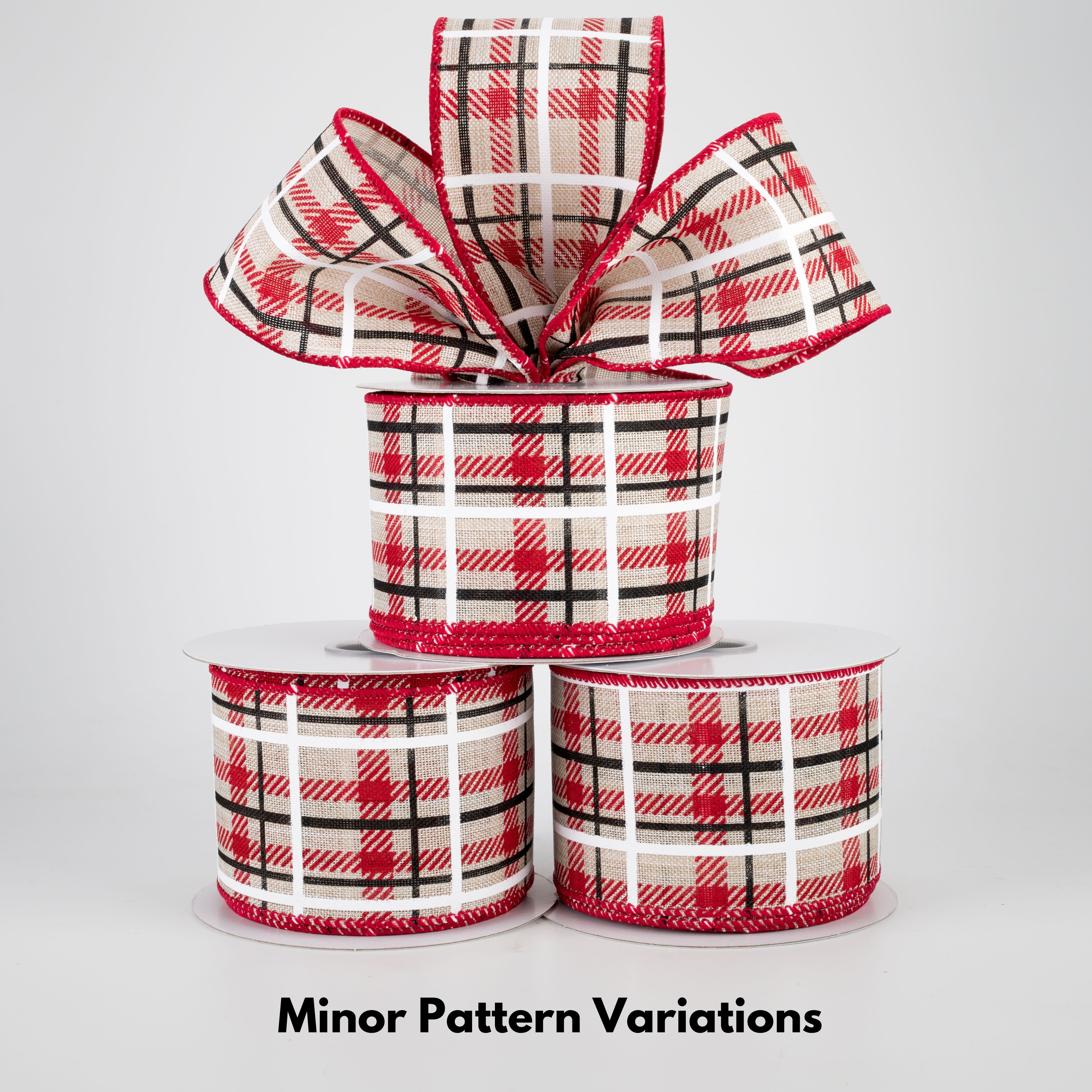 2.5" Holiday Plaid Ribbon: Ivory, Red, Black (10 Yards) Lifestyle Photo