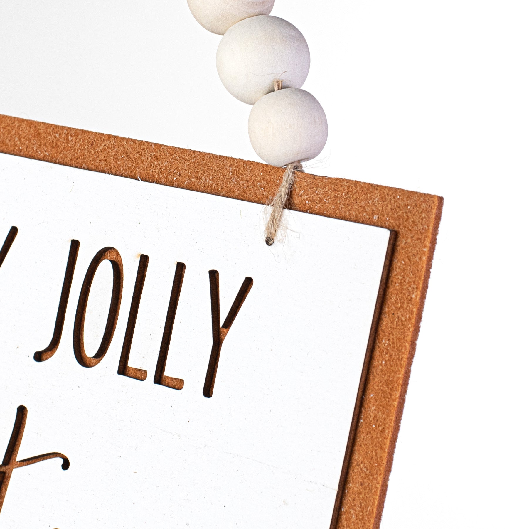 8.5" Holly Jolly Christmas Wood Bead Sign detail photo 3