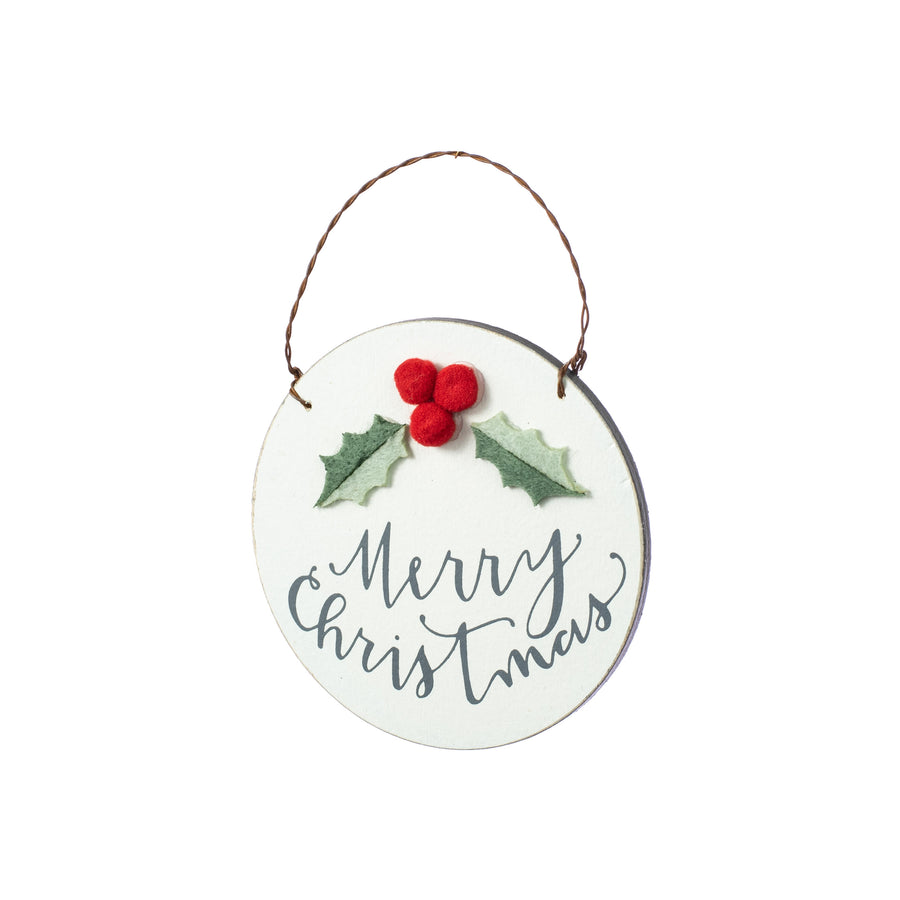 4" Holly Ornament: Merry Christmas Item Number: PK101104