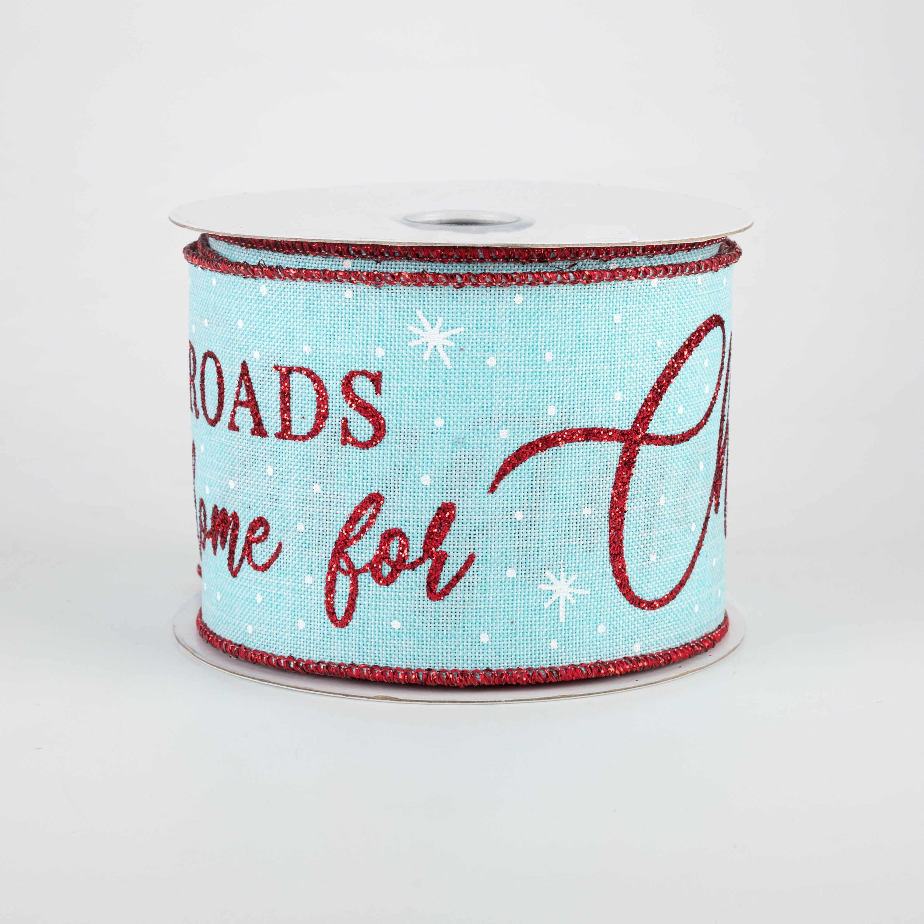 2.5" Home For Christmas Ribbon: Ice Blue (10 Yards)